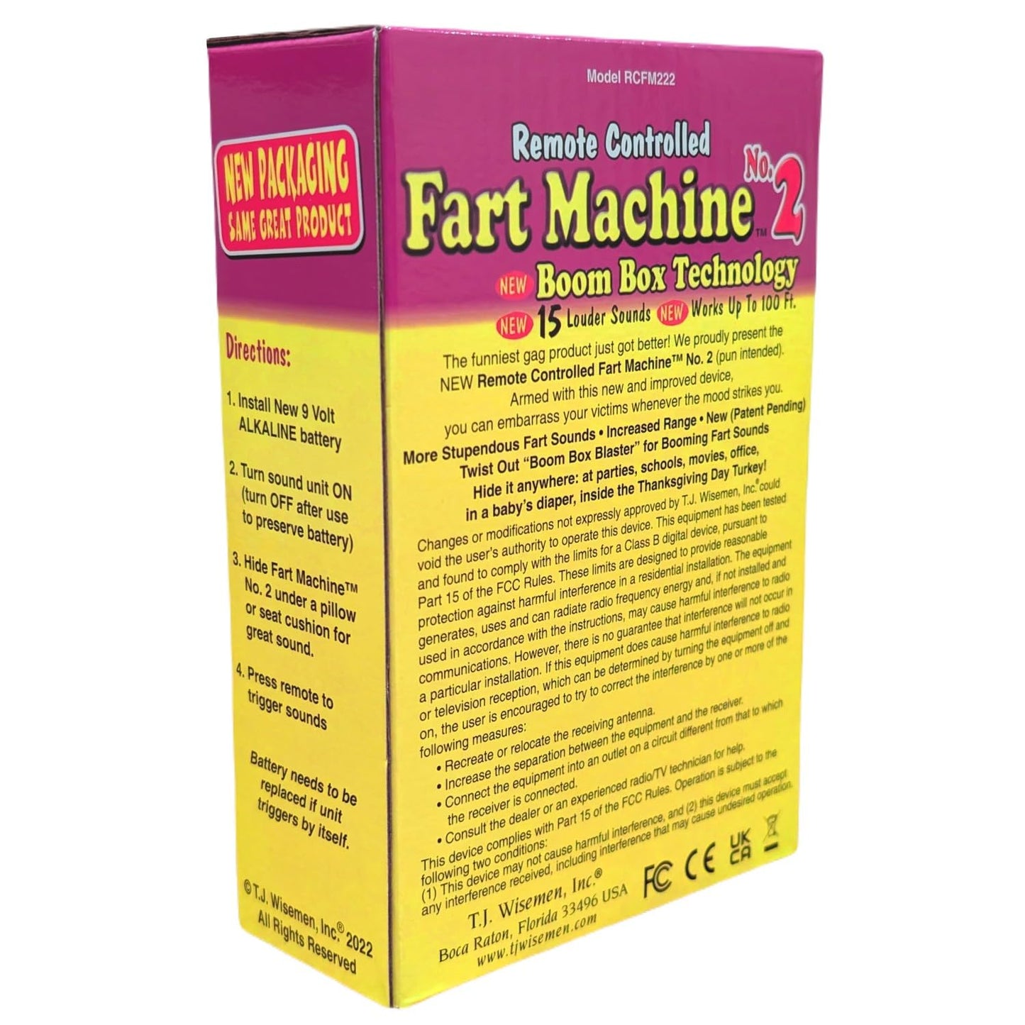 T.J. Wisemen Remote Fart Machine #2 – Boom Box Tech, 15 Sounds, 100 ft Range