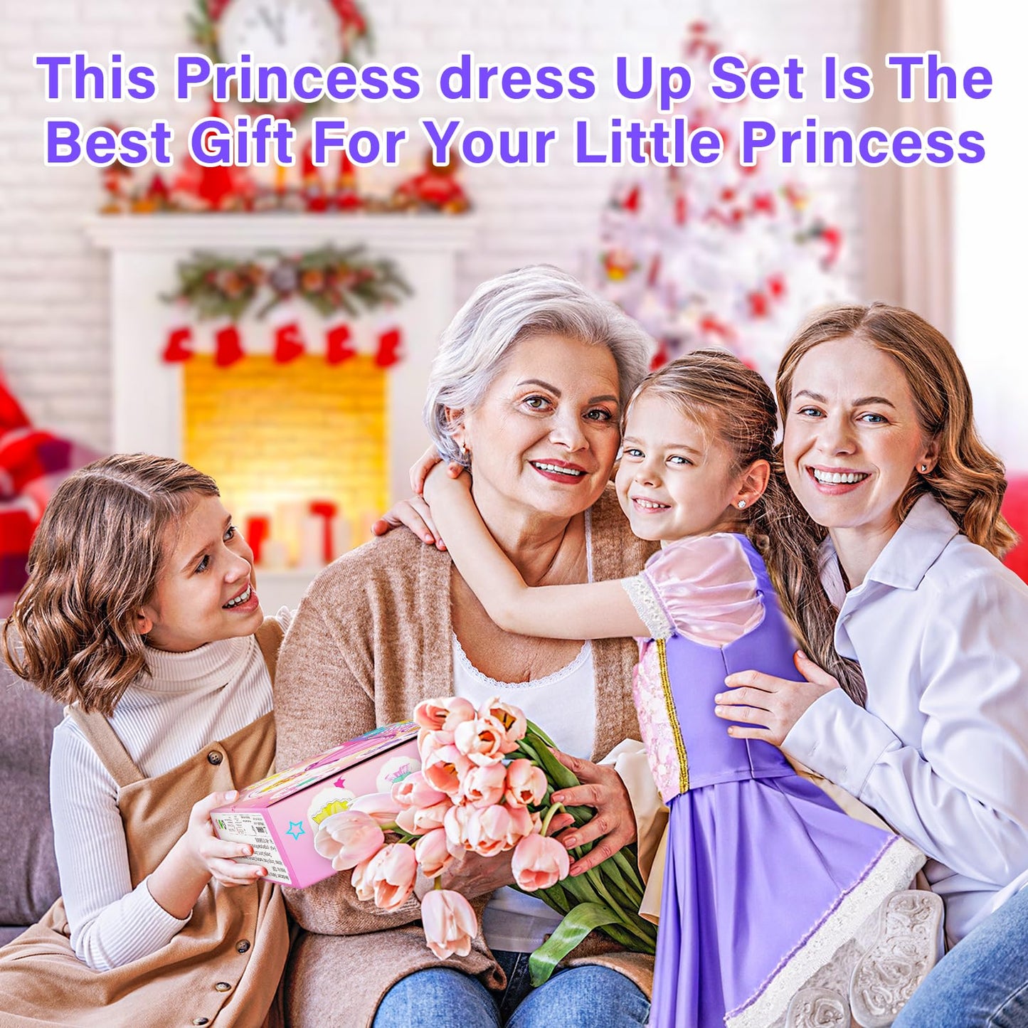 Tlooe Princess Dress Up Set for Girls – 3 Complete Styles for Ages 3-8