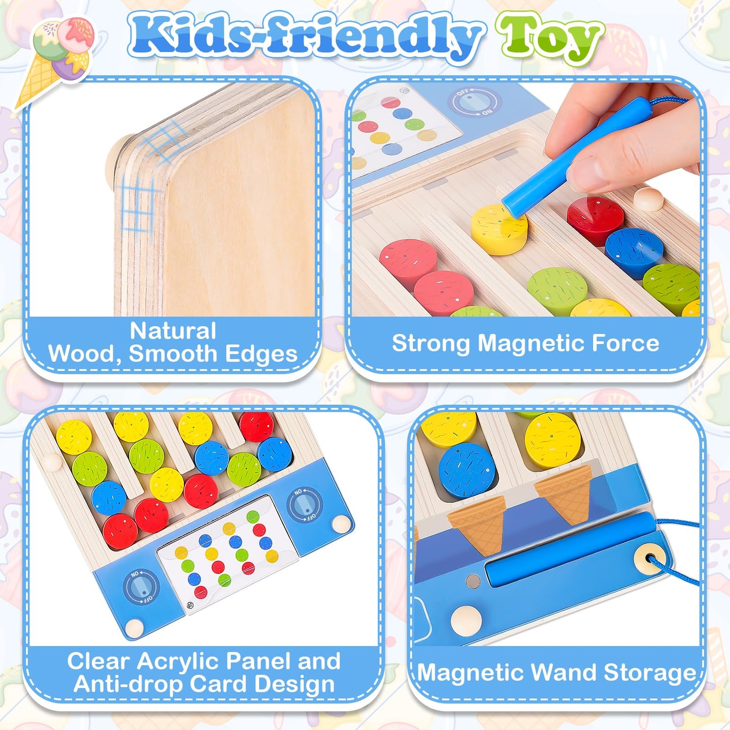 TMGOT Montessori Wooden Sensory Puzzle for Ages 4-7 | Magnetic Pen Board
