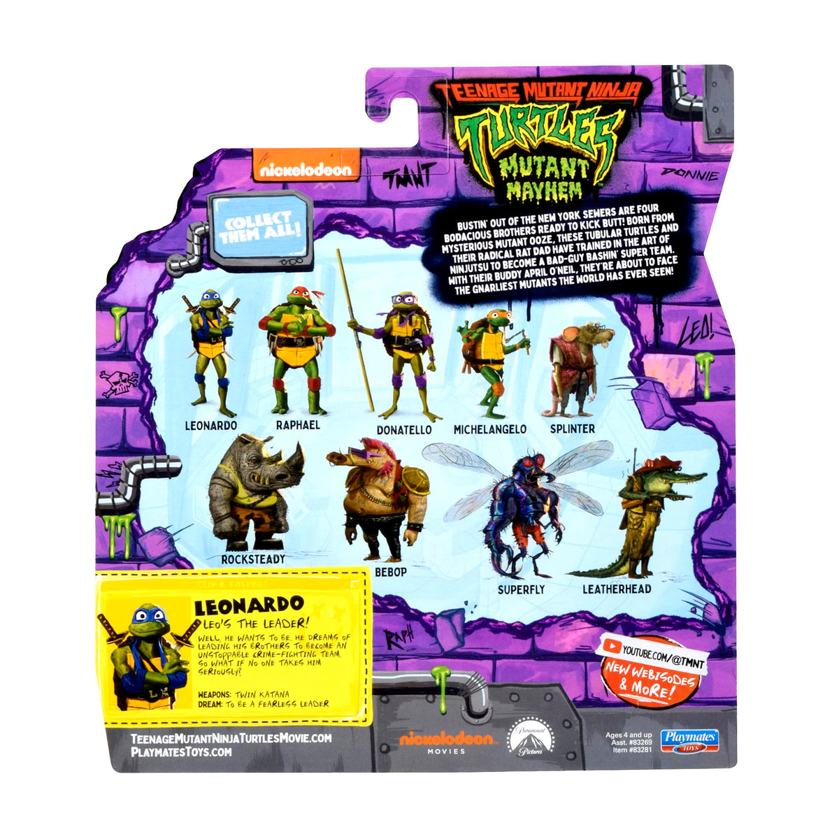 TMNT Mutant Mayhem Leonardo Figure 4.5-Inch by Playmates Toys