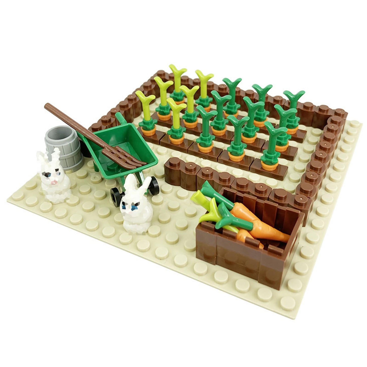 TNDCKP Barn & Farm Building Block Set C – Chicken Coop, Garden & Crops, Lego 853792 Compatible | Ages 6–12