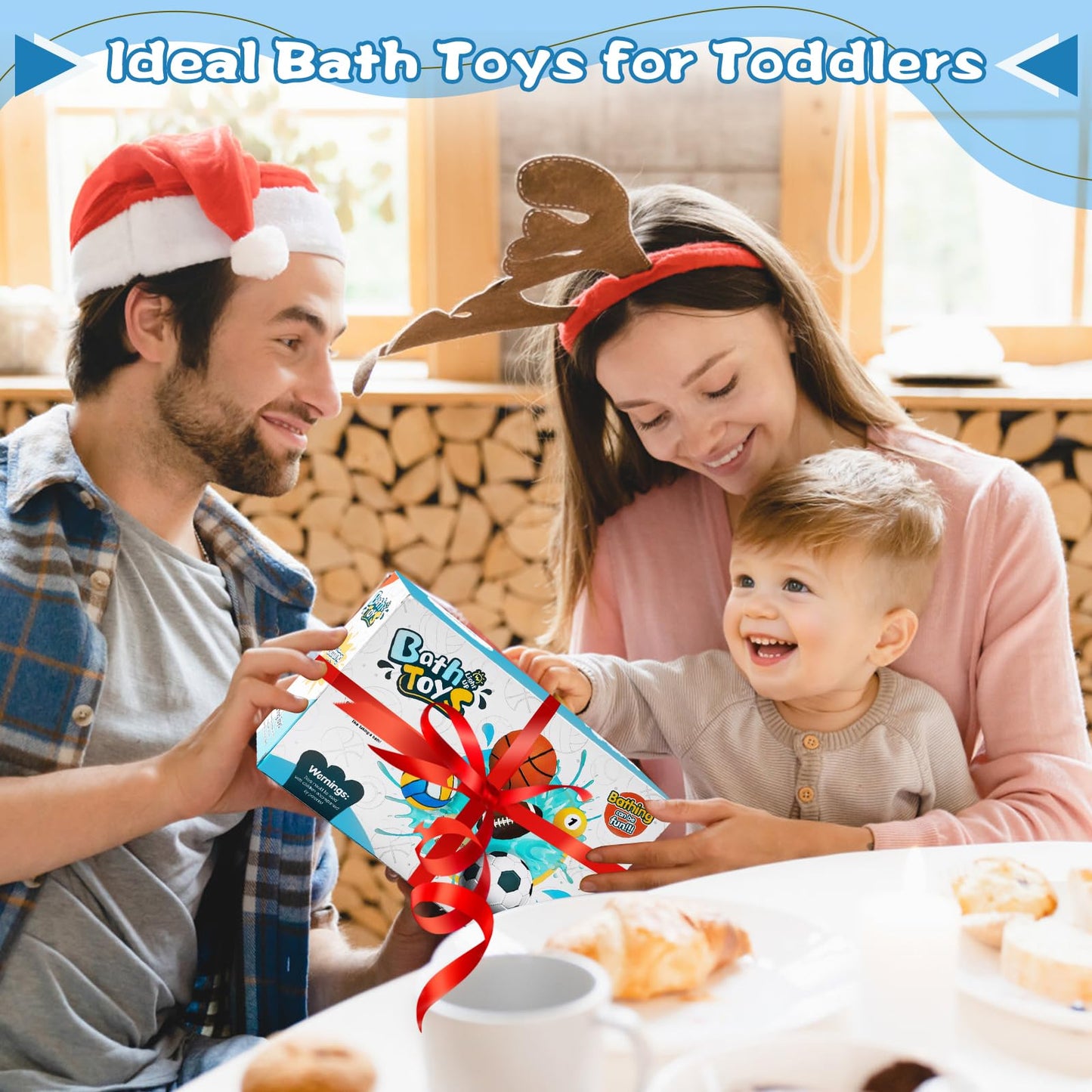TNOIE Light Up Bath Toys – Bathtub Basketball Hoop for Toddlers 1-3