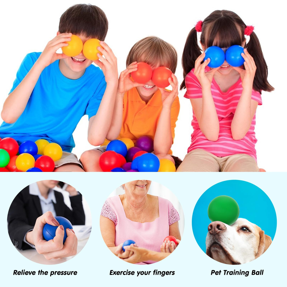 TOAOB Stress Relief Balls — Non-Toxic 6-Pack 2.5-Inch Foam Squishies