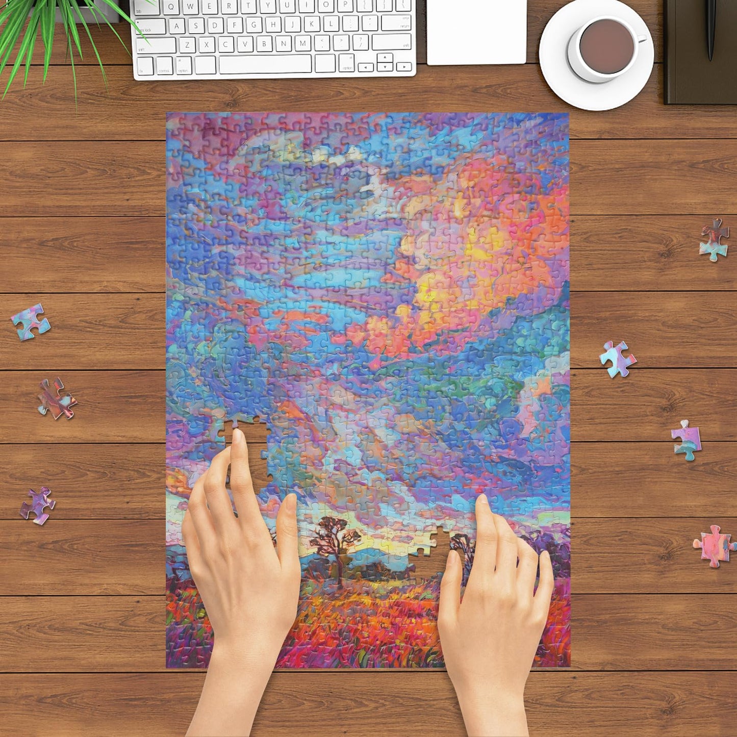 TOCHILD Glitter Sunset 500-Piece Jigsaw Puzzle for Adults – Letters on Back, 20.5 x 15 in