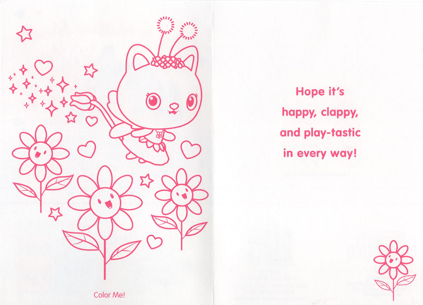 Gabby's Dollhouse Happy Birthday Coloring Card - Gabby, Pandy Paws, Baby Box | Today and Always