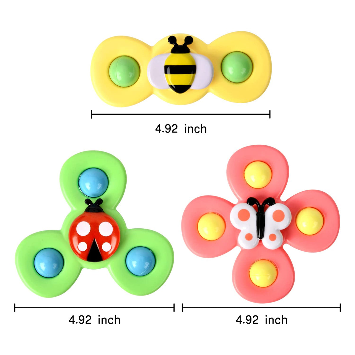 TOHIBEE 3-Piece Suction Cup Spinner Toys for Toddlers 12-18 Months