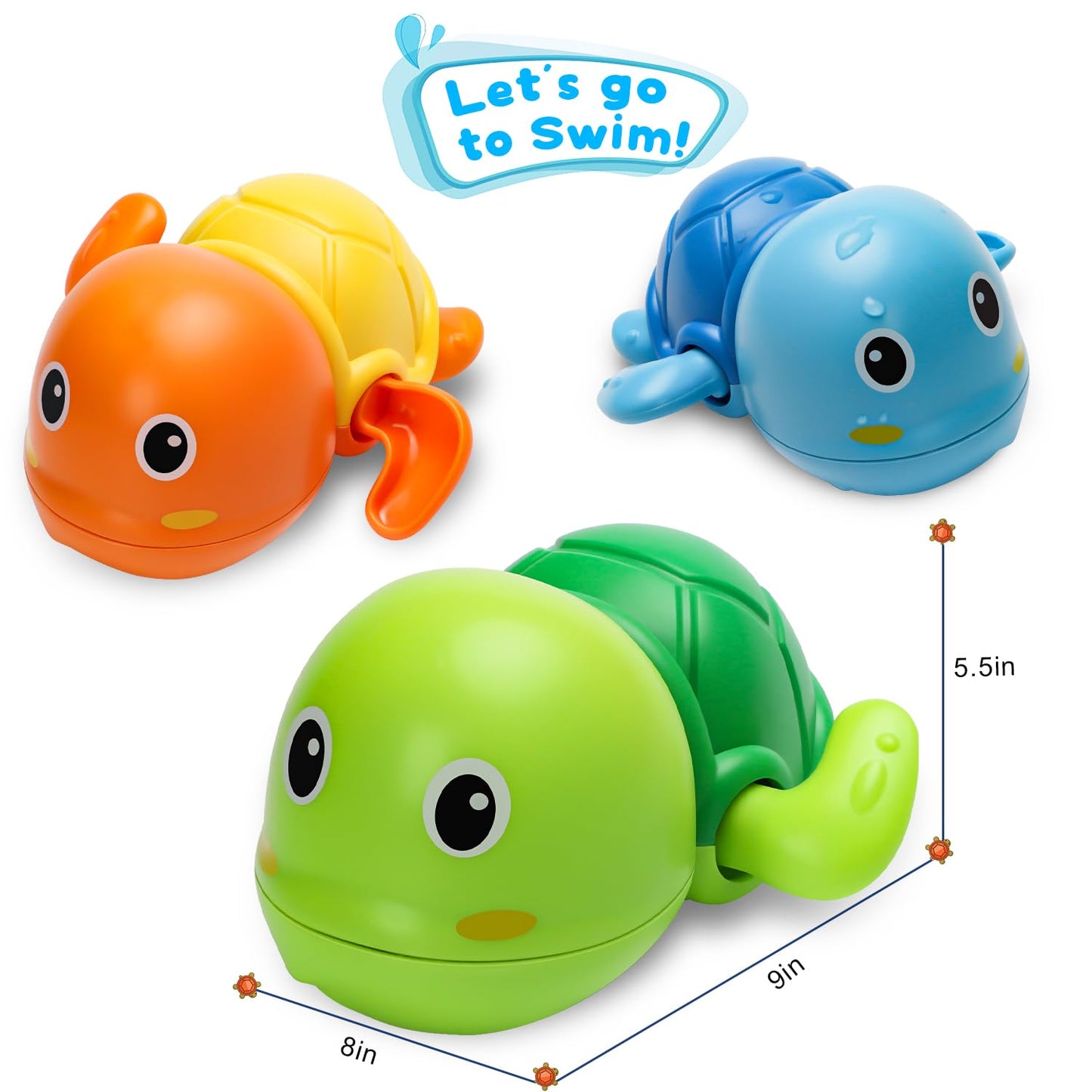 TOHIBEE Bath Toys 3-Pack: Cute Floating Turtle Baby Bath Toys for Toddlers 1–3