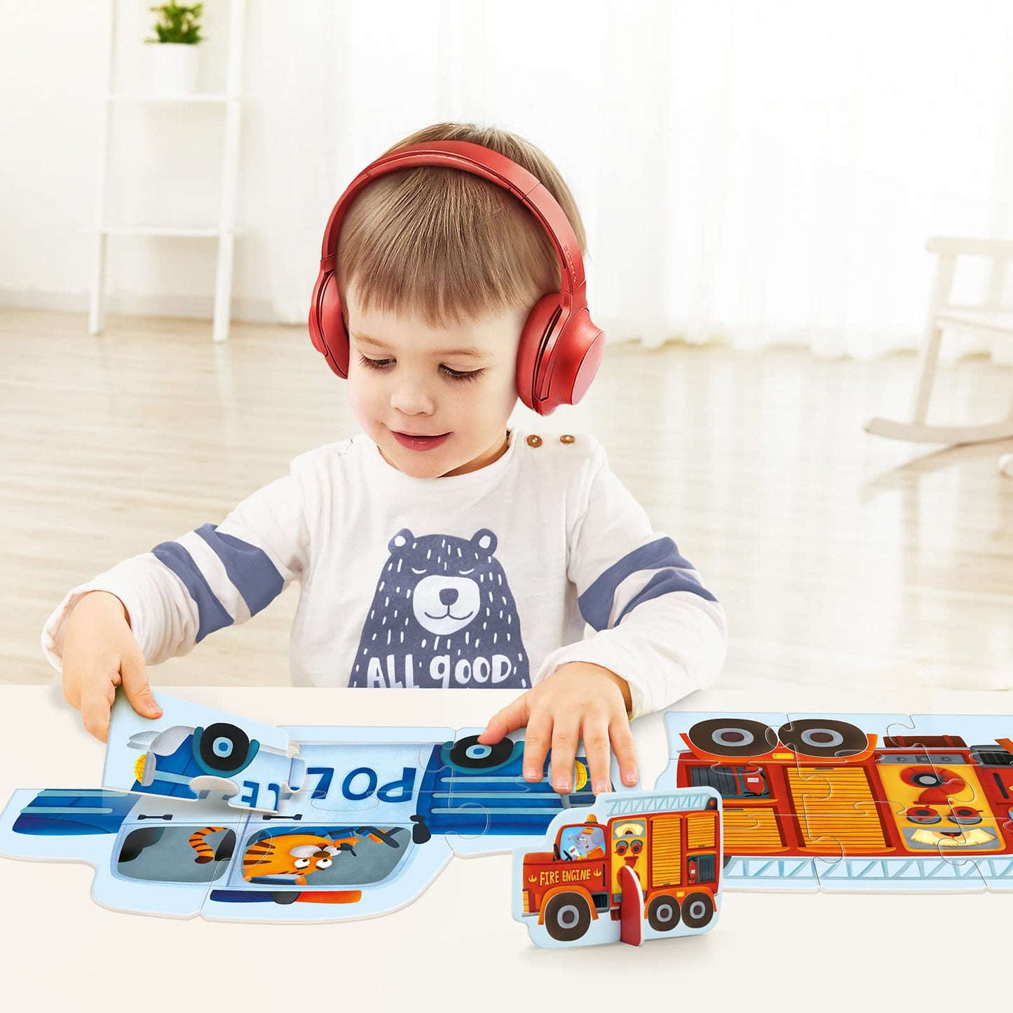 Toi 6-Pack Large Piece Toddler Puzzles – Animal & Traffic Floor Puzzles for 2.5+