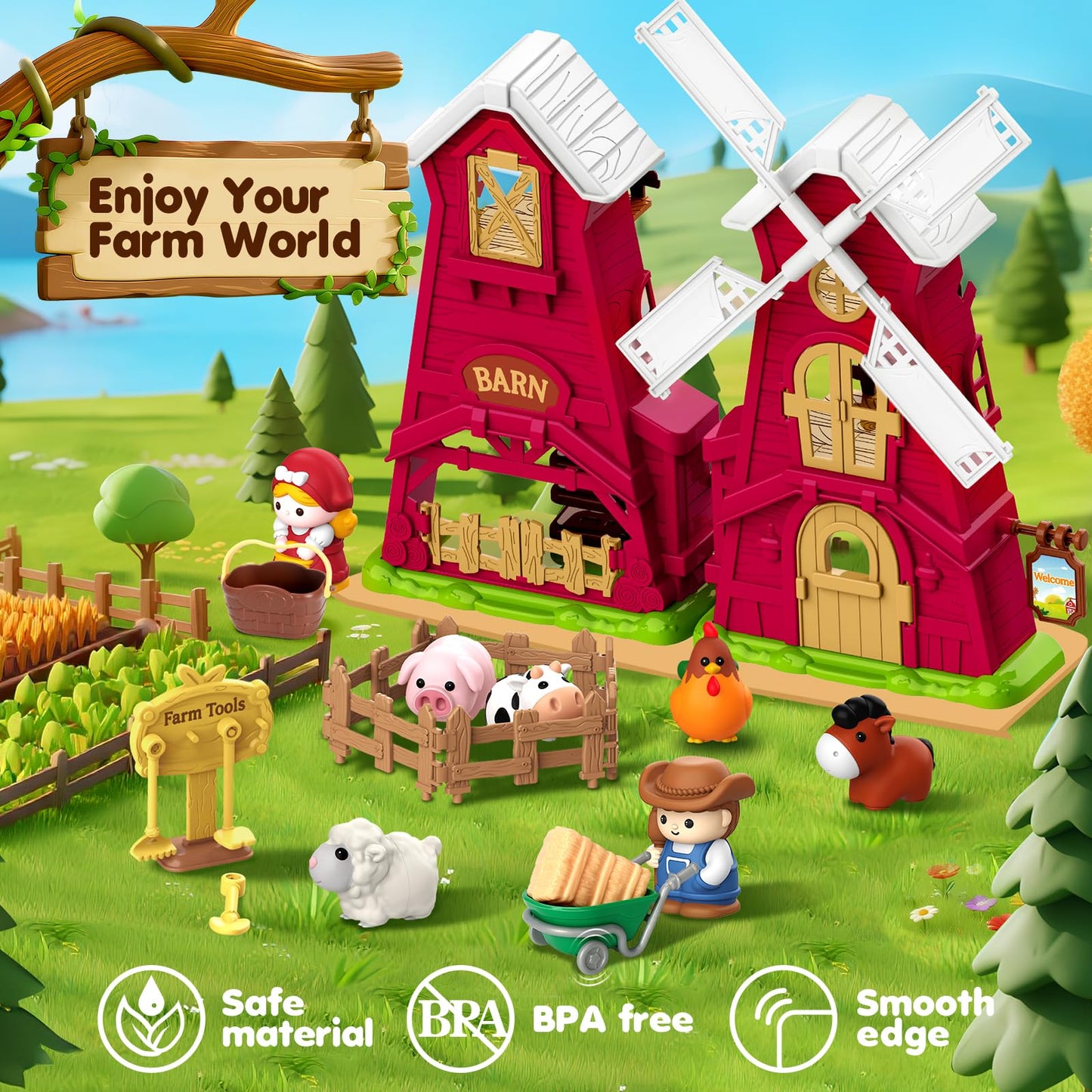 Toidgy Farm Animals Barn Toys for Toddlers – Montessori Playset