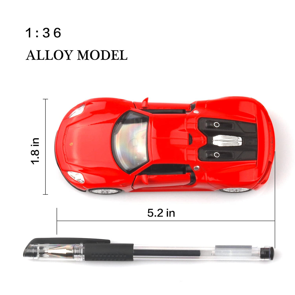 TOKAXI 1/36 Porsche 918 Spyder Diecast Pull-Back Car – Red