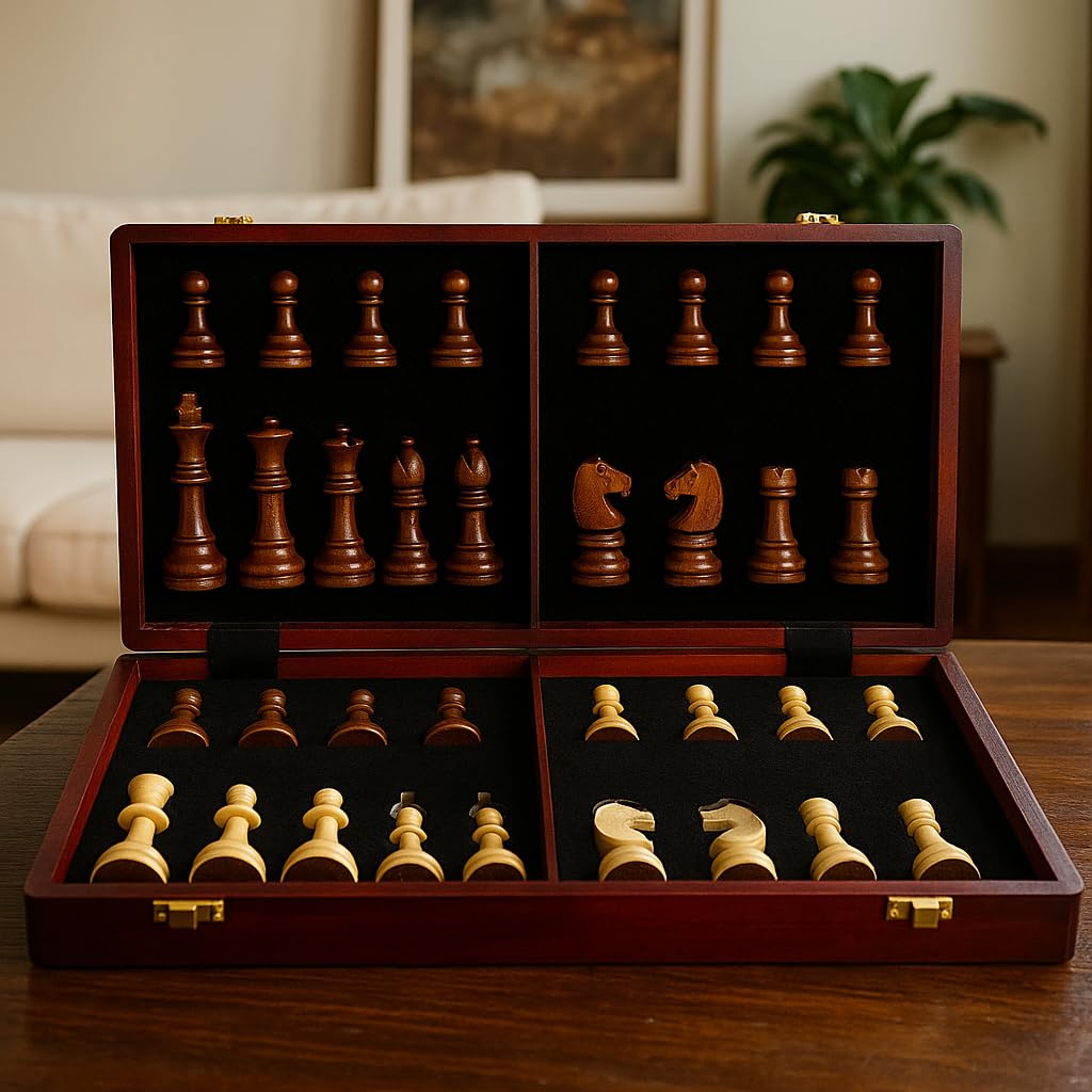 Tomost 20-Inch Extra Large Walnut Chess Set with 2 Extra Queens | Staunton Design