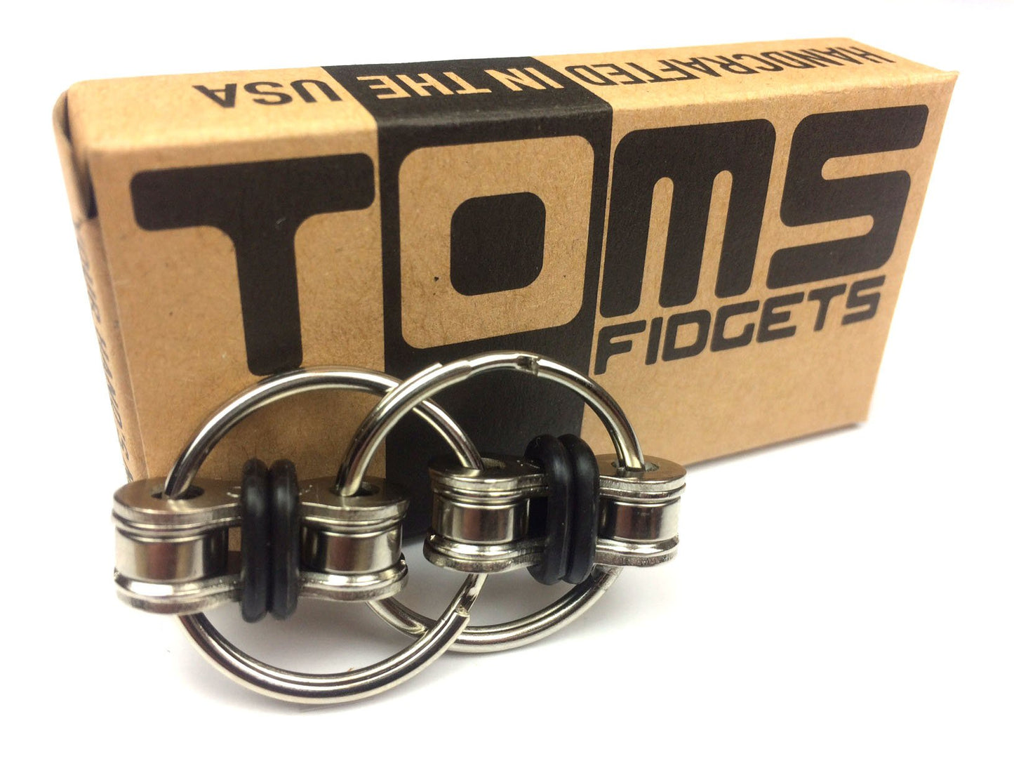 Tom's Fidgets Original Flippy Chain Fidget Toy – Silent, Durable Stress Reliever (2-Pack, Black)