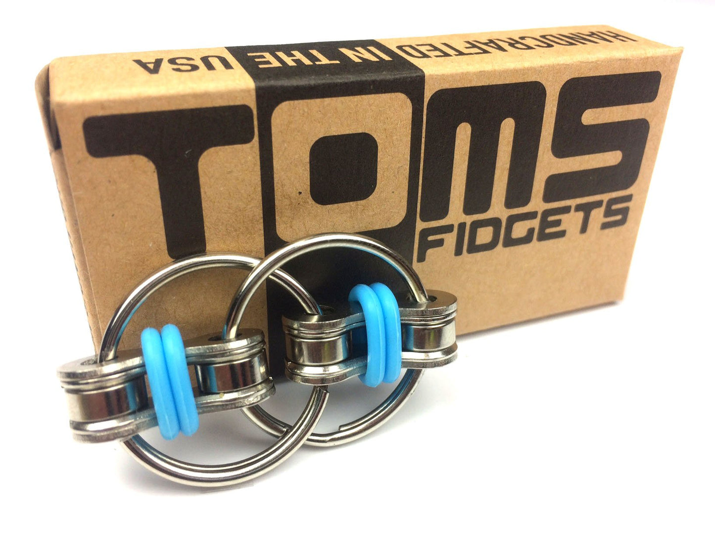 Tom's Fidgets Original Flippy Chain Fidget – Silent, Durable Bike Chain Fidget (Double Blue)