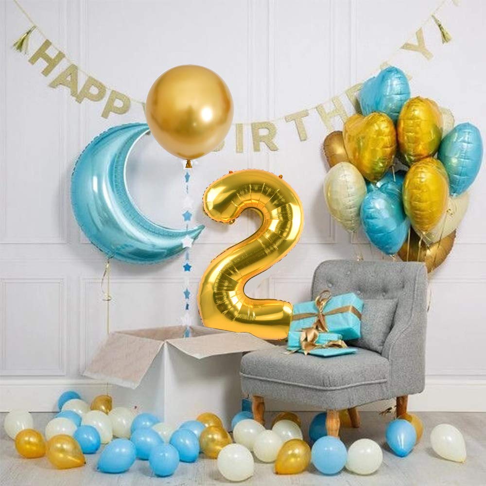 TONIFUL 40-Inch Gold Number Balloon 0-9 | Large Foil Mylar Party Decor