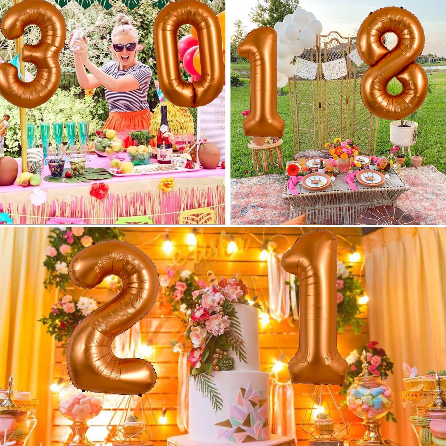TONIFUL 40 Inch Orange Number Balloon 0-9 – Large Foil Party Decor
