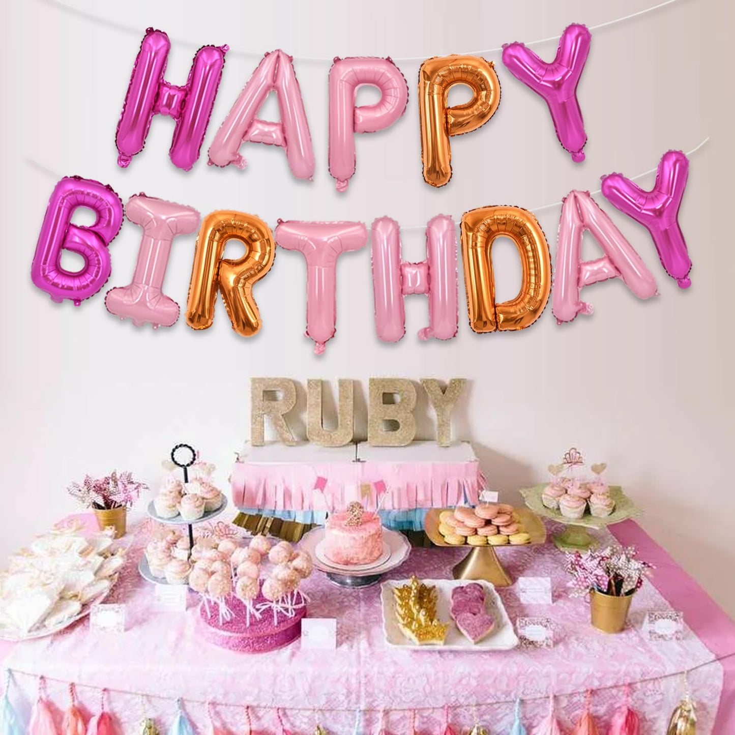 TONIFUL Happy Birthday Balloons Banner – 16 Inch Foil Letters for Party Decor