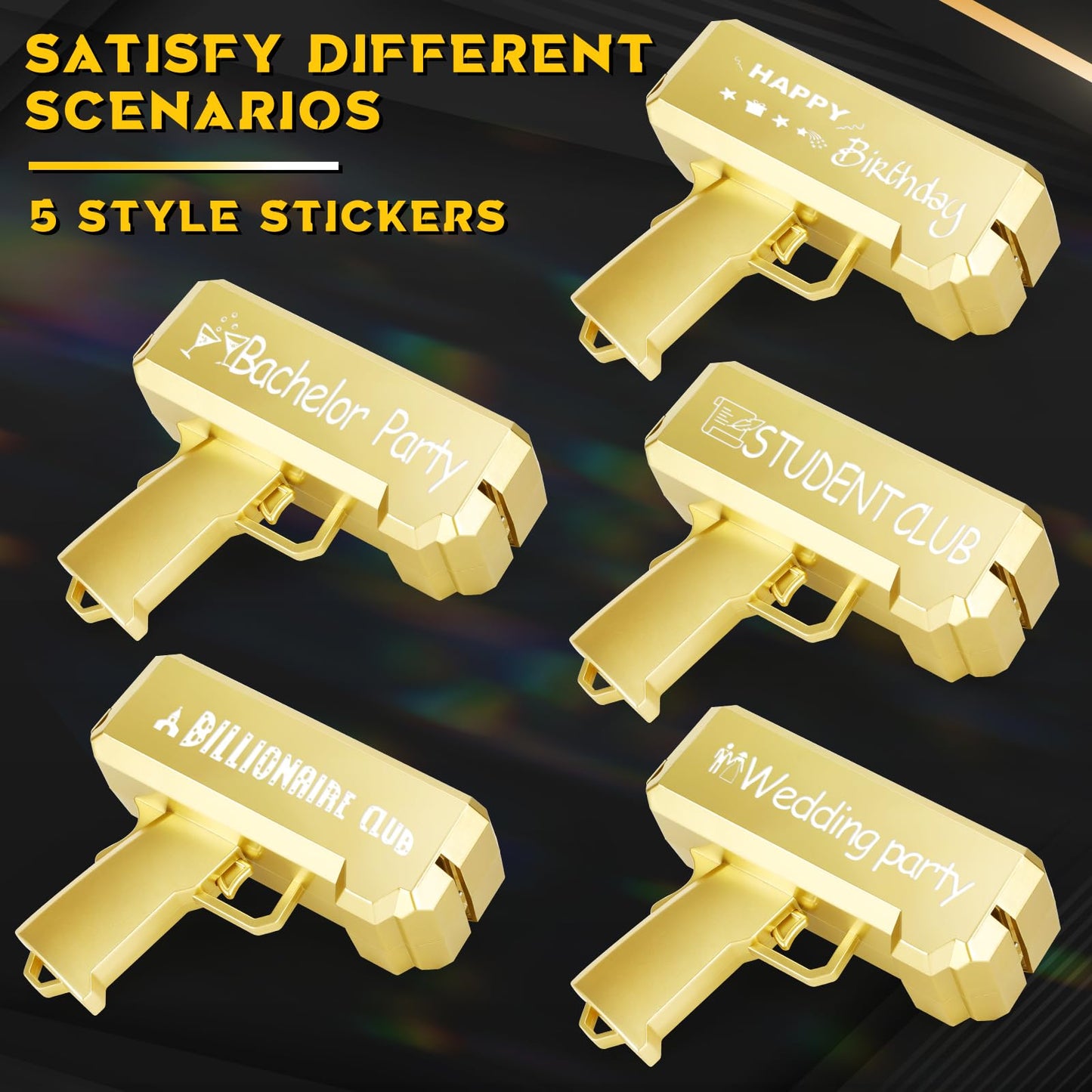 Topchild Gold Money Gun Shooter – 201 Props, 5 Stickers, 4 AA Batteries (No Real Function)