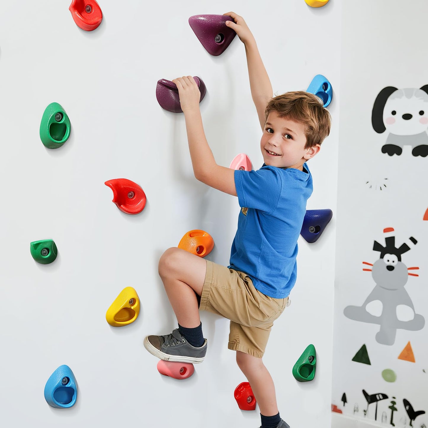 TOPNEW 32 Rock Climbing Holds – Multi-Size Set for Indoor/Outdoor Rock Walls (2-inch Mounting Hardware Included)