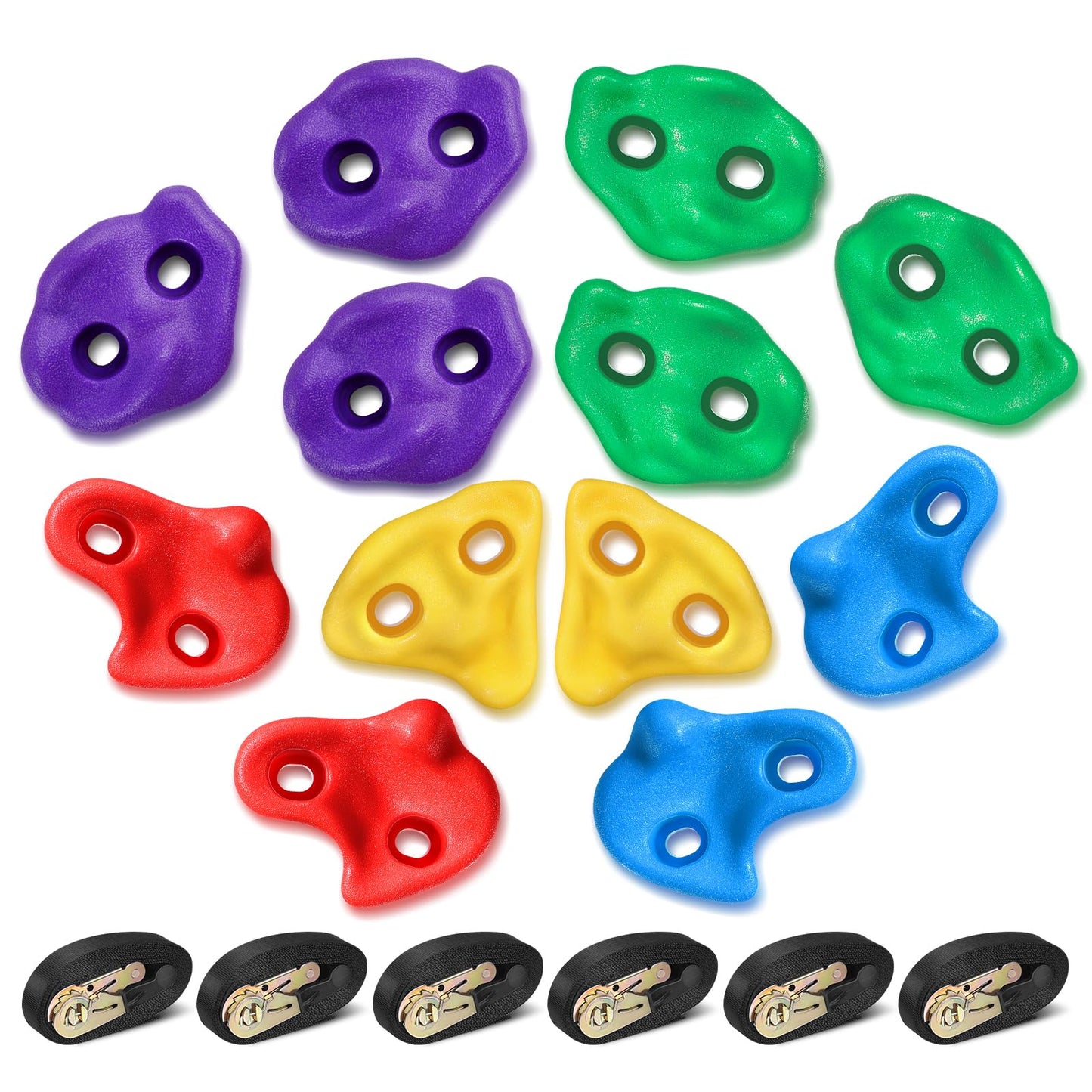TOPNEW 12 Ninja Tree Climbing Holds with 6 Ratchet Straps – Outdoor Ninja Warrior Training
