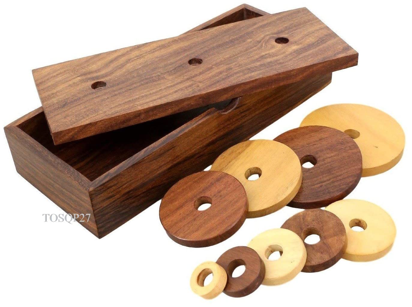 Tower of Hanoi Puzzle Gift – Premium Rosewood Brain Teaser by TOSQP27