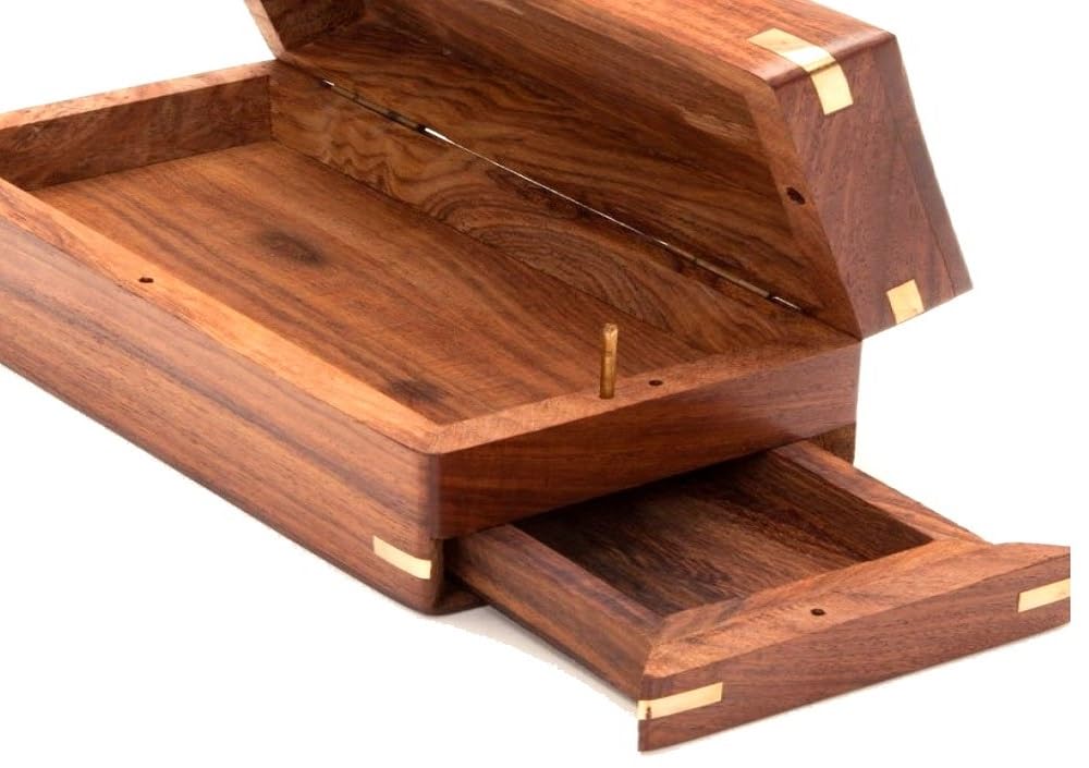 TOSQP27 Gift Secret Box – Rosewood Brainteaser Puzzle Case & Drawer Organizer