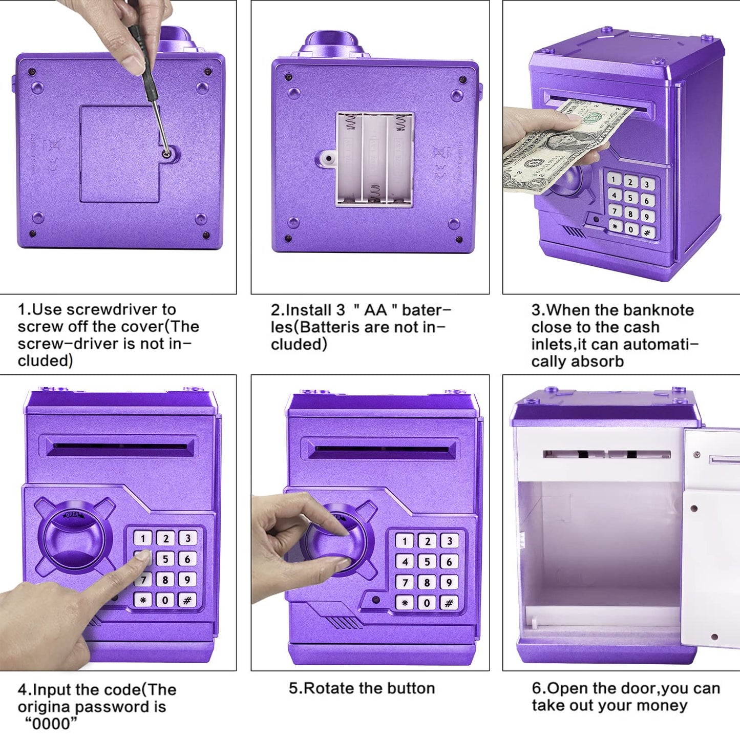Totola Piggy Bank Electronic Mini ATM for Kids with Password Lock