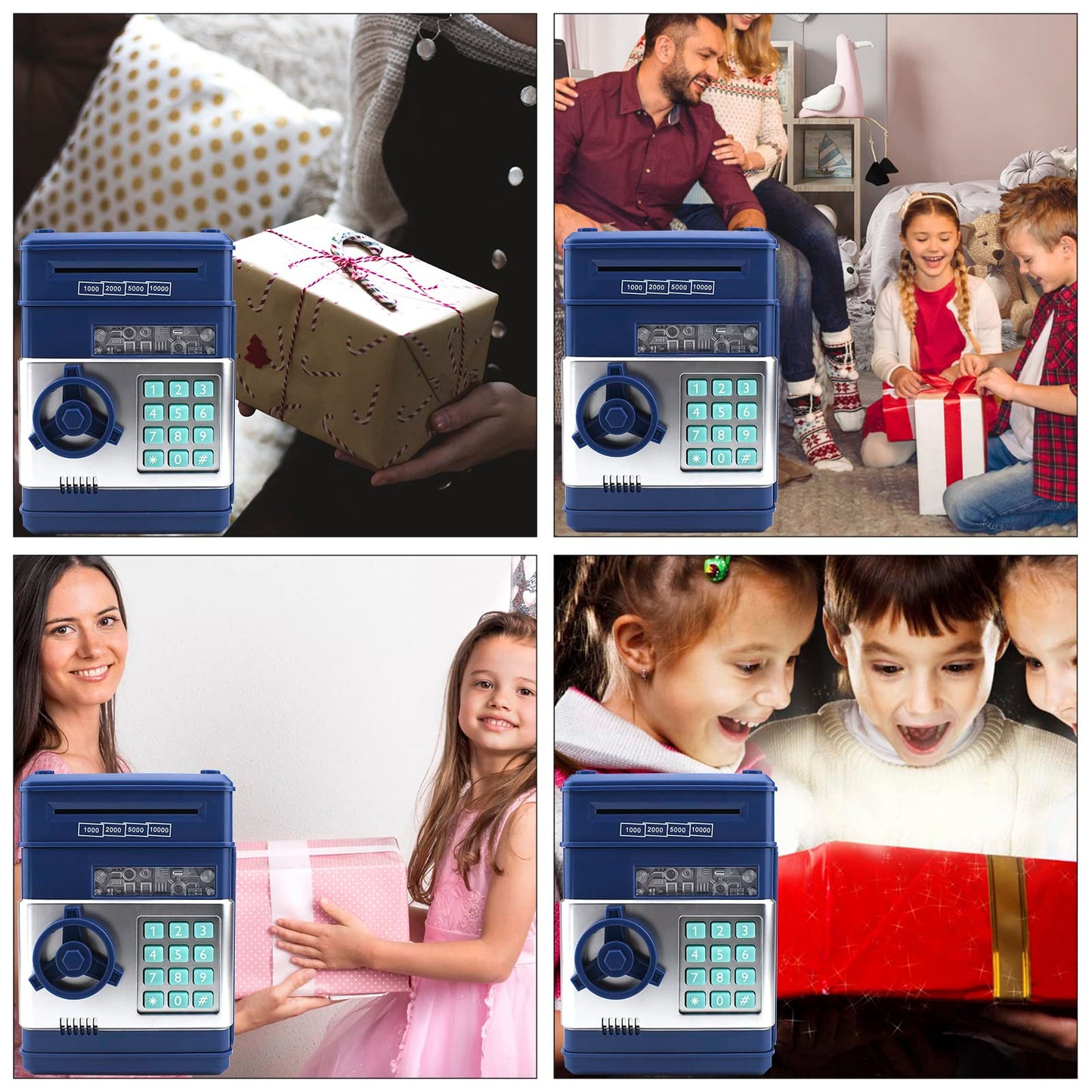 Totola Piggy Bank – Electronic Mini ATM for Kids with Password Lock (Navy Blue)