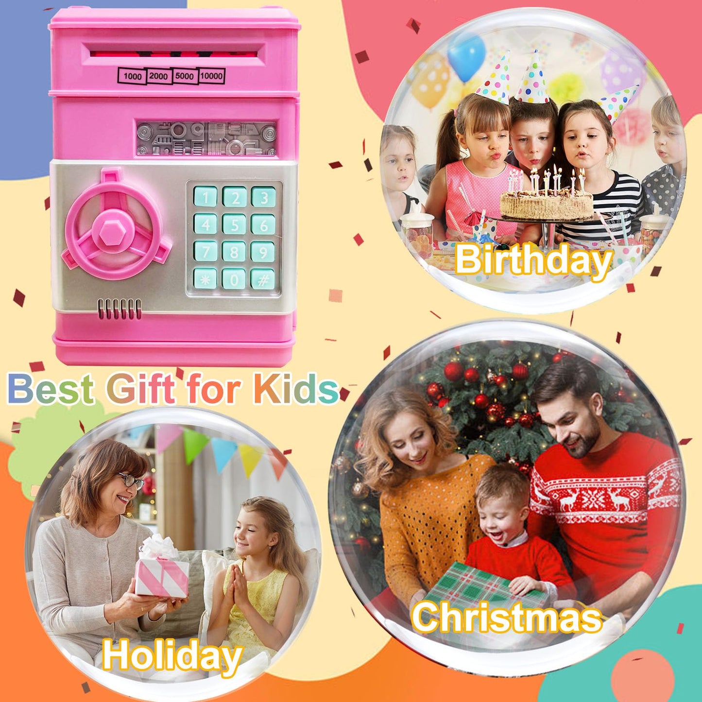 Totola Piggy Bank Electronic Mini ATM for Kids - Safe Password Lock & Coin Savings
