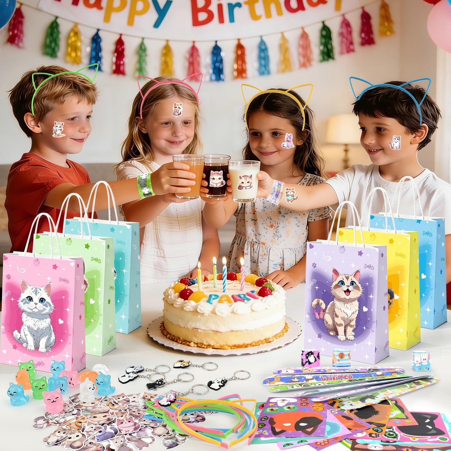 TOUPONS 122Pcs Cat Party Favors for Girls – Cat Themed Supplies