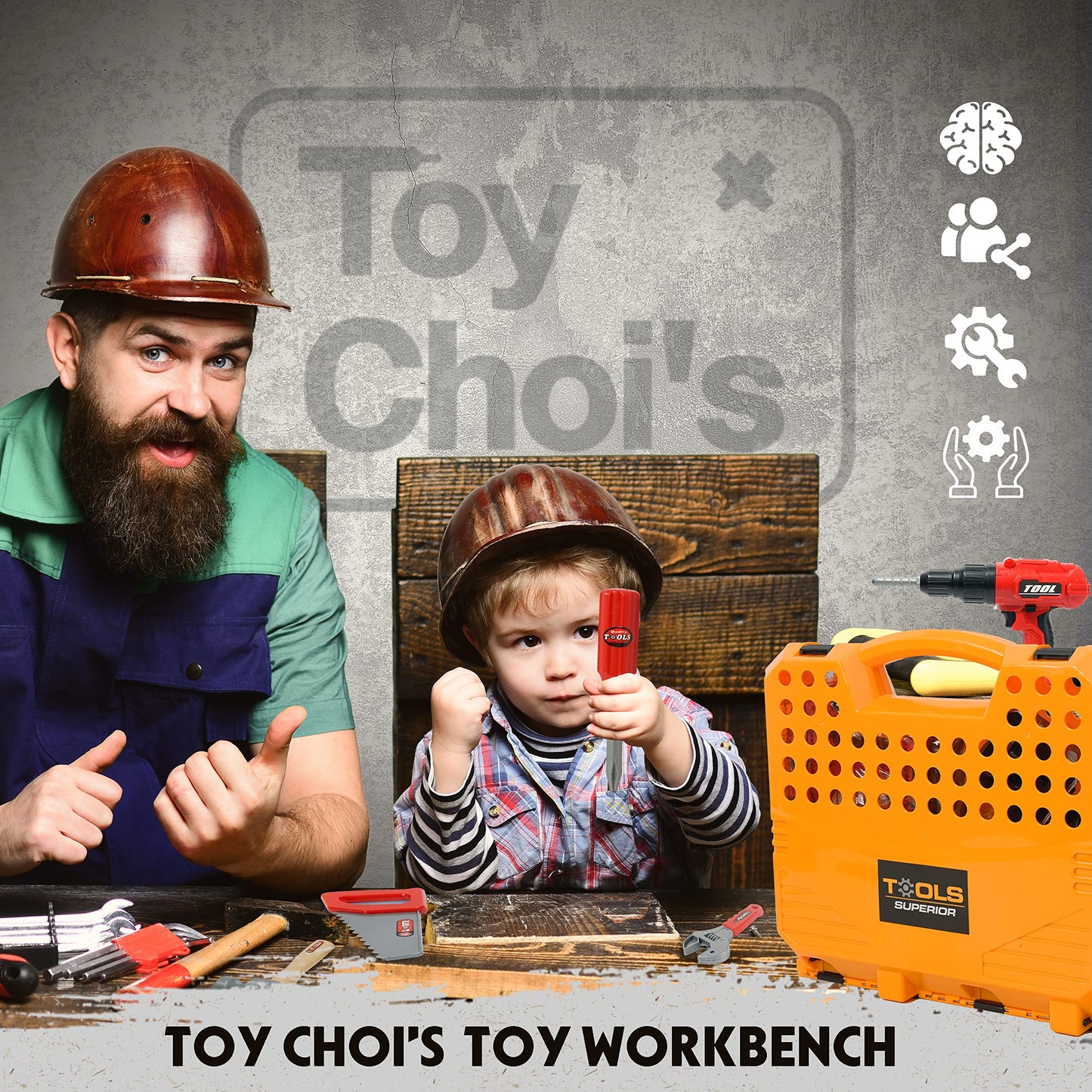 Toy Choi's 82pcs Kids Tool Bench with Realistic Drill – Ages 2-4
