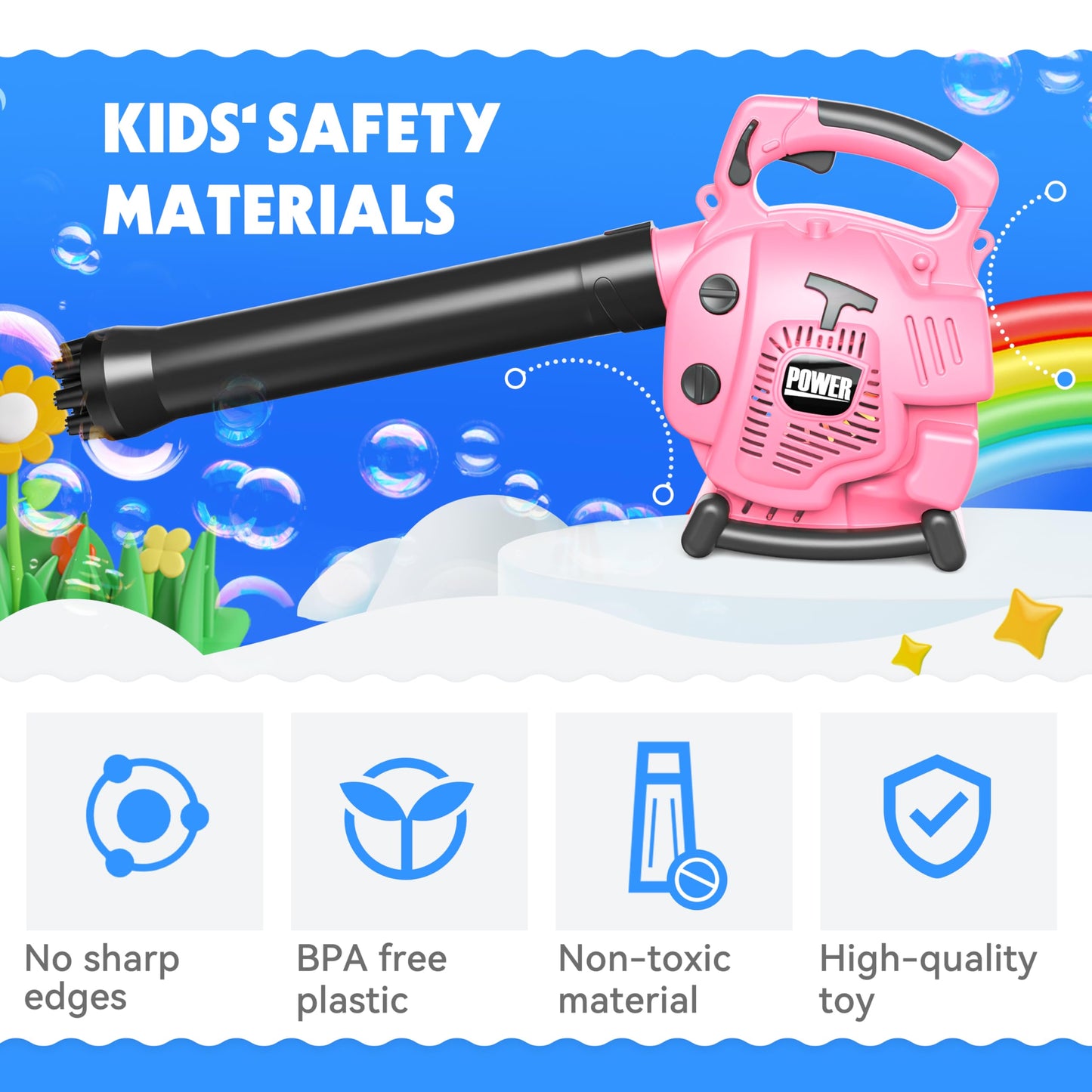 Toy Choi's Bubble Leaf Blower for Toddlers - 2-in-1 Pink Bubble & Garden Toy Kit