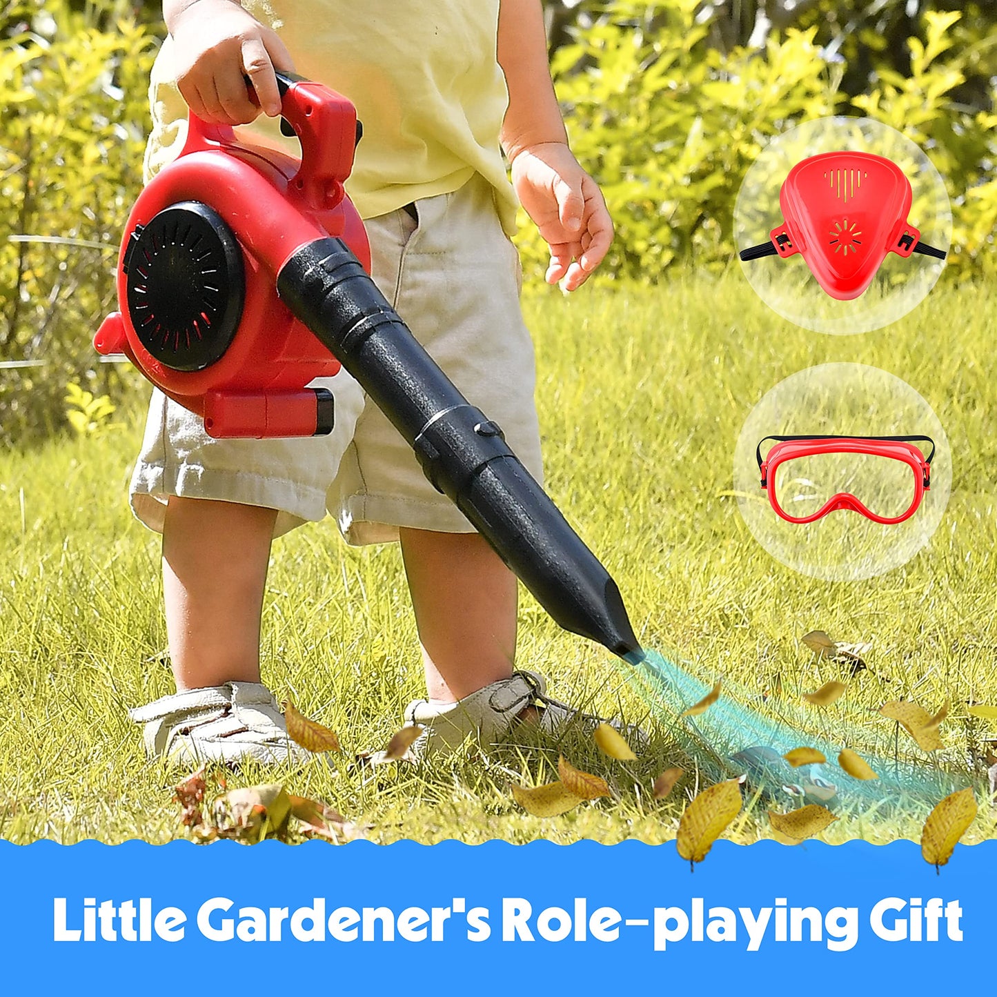 Toy Choi's Kids Leaf Blower with Tool Set – Realistic Pretend Garden Toy for Ages 3-7