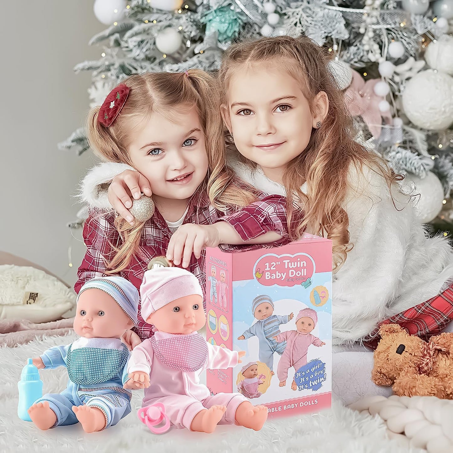 Toy Choi's Twin Baby Dolls 12-Inch Soft Body Playset – Rompers, Hats & Accessories