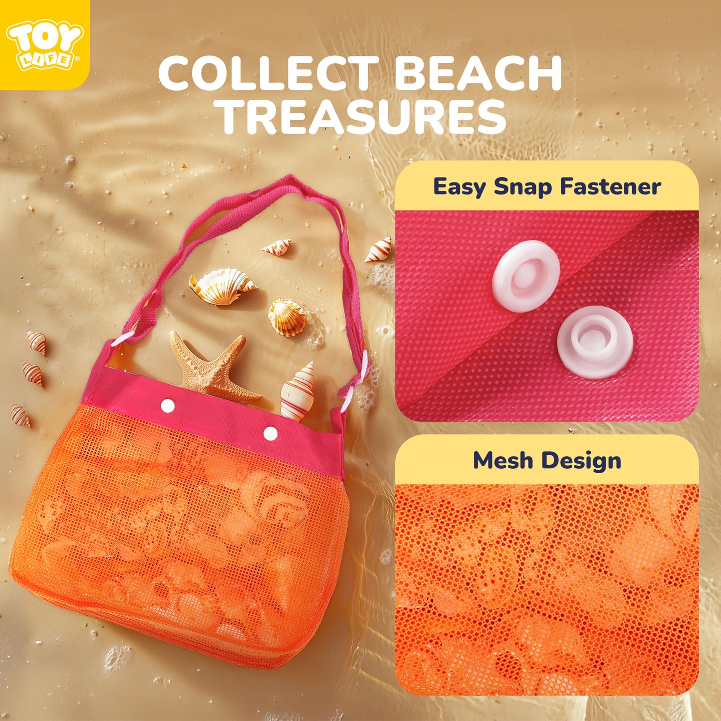TOY Life Collapsible Beach Bucket Set – 3 Silicone Buckets, Shovels & Shell Bags