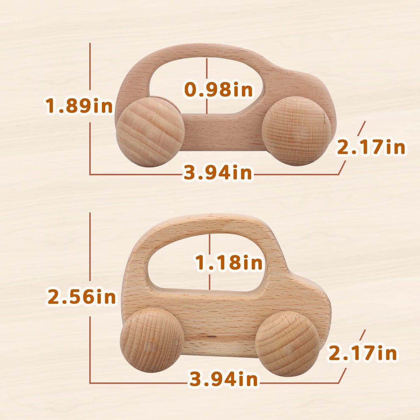 TOY Life Wooden Toy Cars | Montessori Baby Toys for 6-12 Months | Natural Wood Rattle Cars