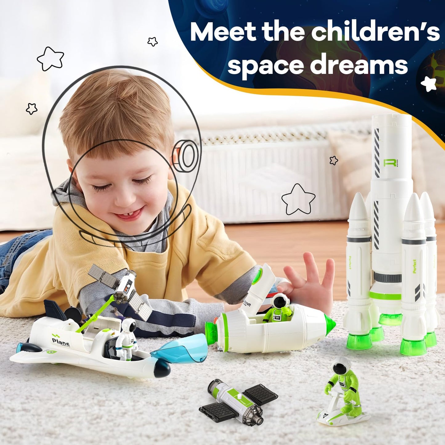 TOY Life Space Rocket Toy – Astronaut Shuttle Set for Kids 3+ | Interactive Space Station