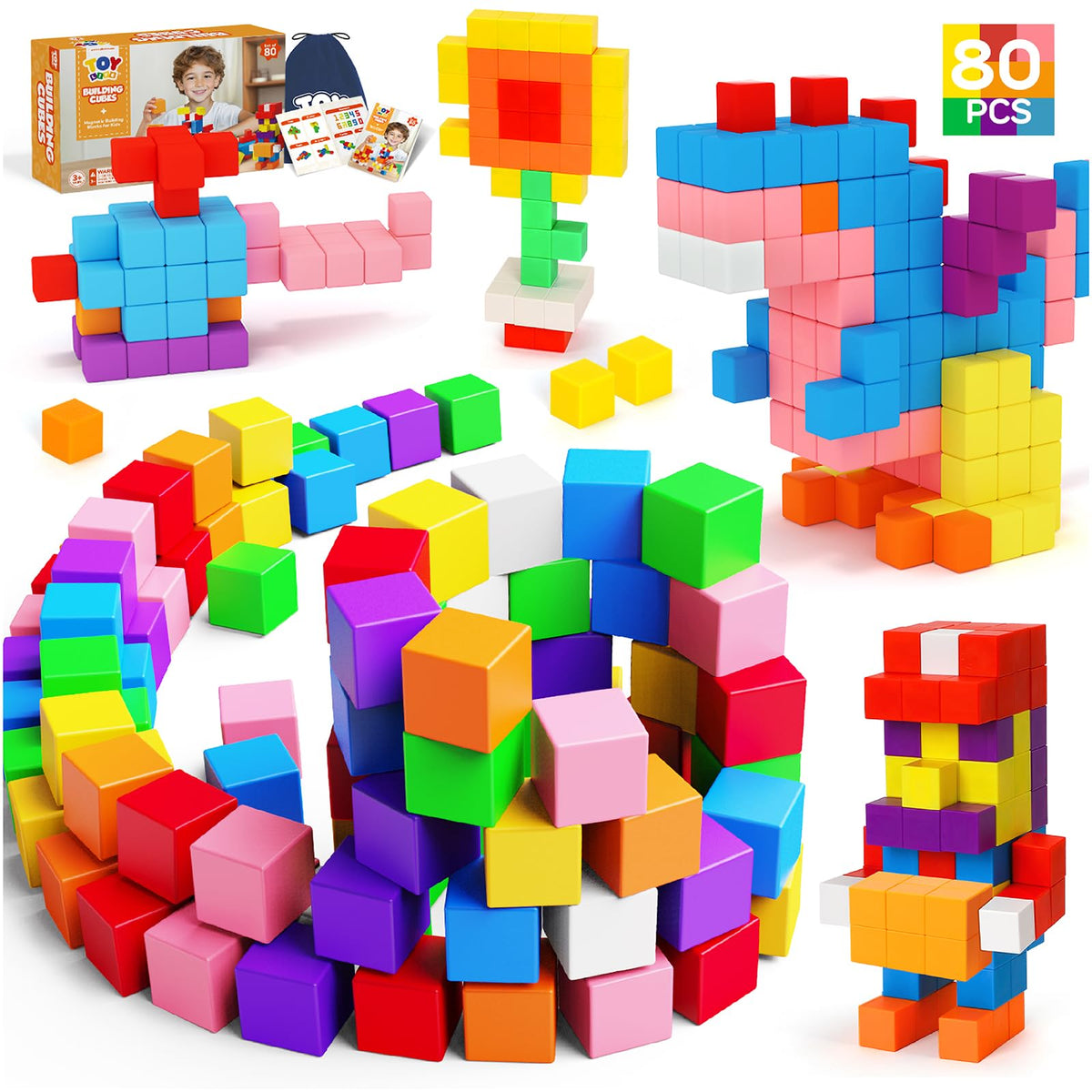 TOY Life 80PCS Magnetic Blocks – 3D Building Toys for Kids 3-8 | STEM & Sensory Play