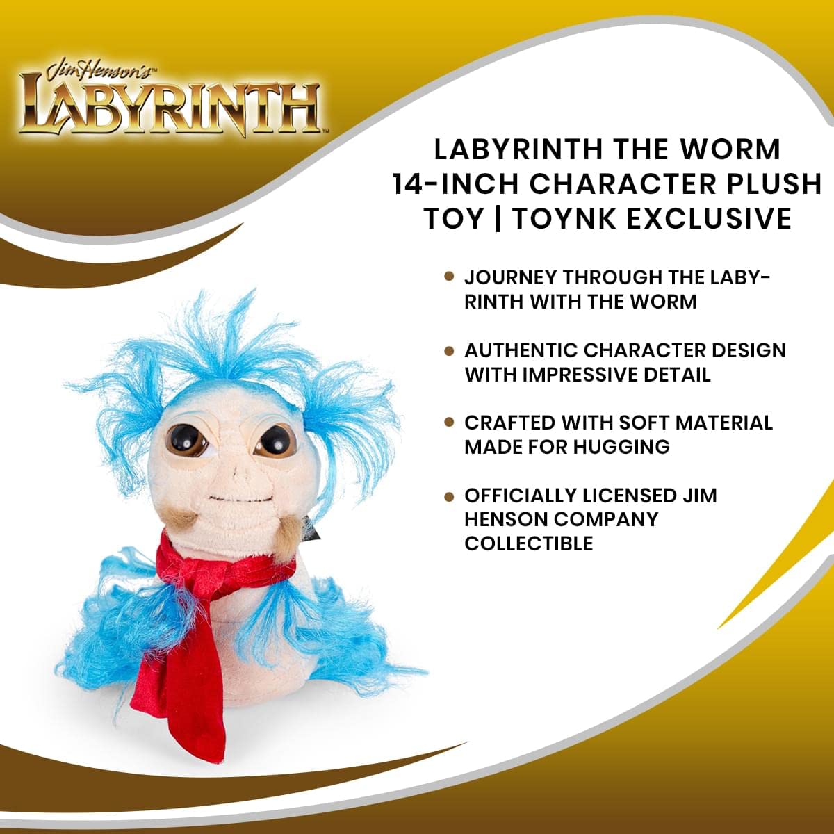 Toy Vault The Worm from Labyrinth Plush (14-Inch) - Officially Licensed Jim Henson