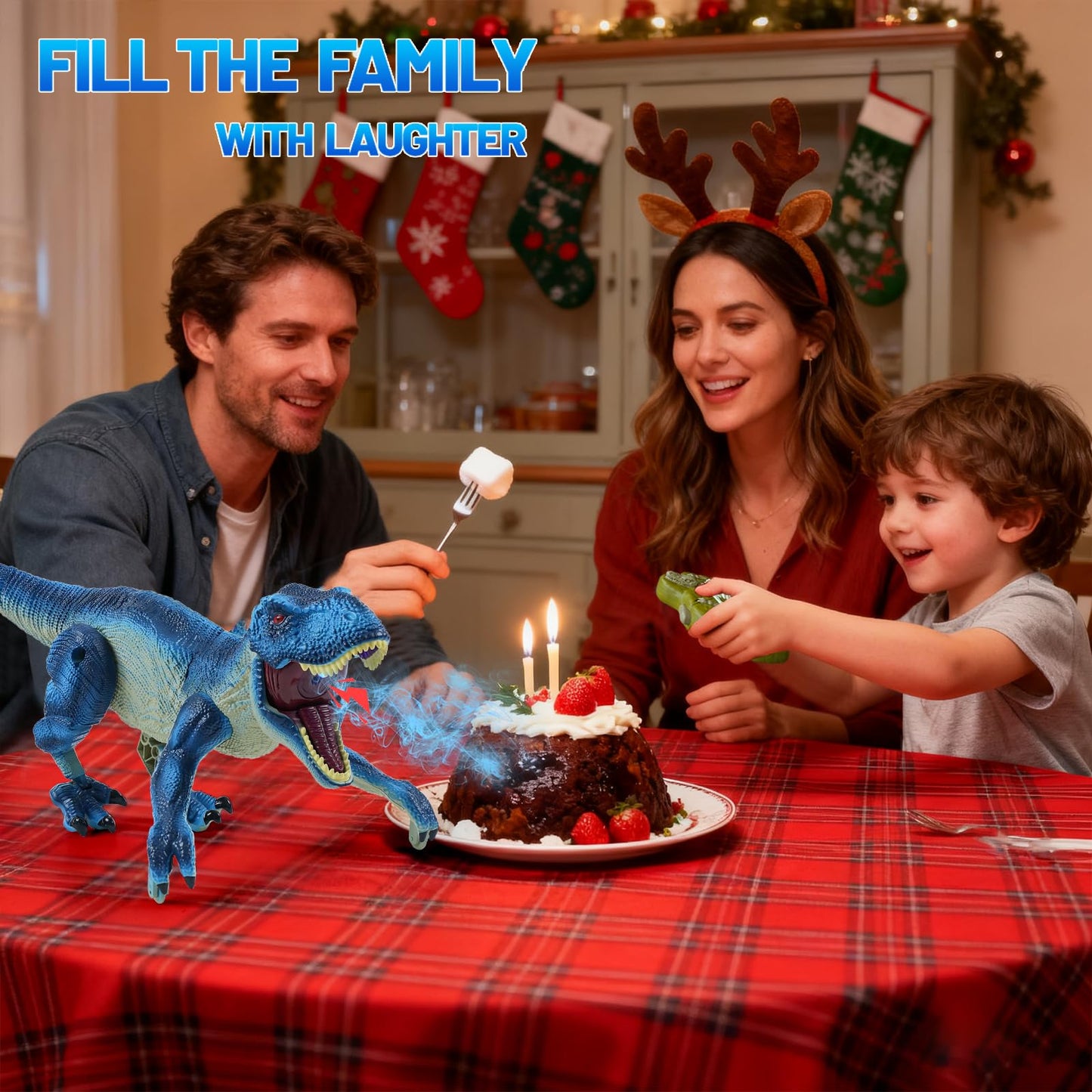 ToyFuntasy Remote Control Dinosaur – Blue Walking Dino with Roar, Lights & Mist | For Ages 3–12