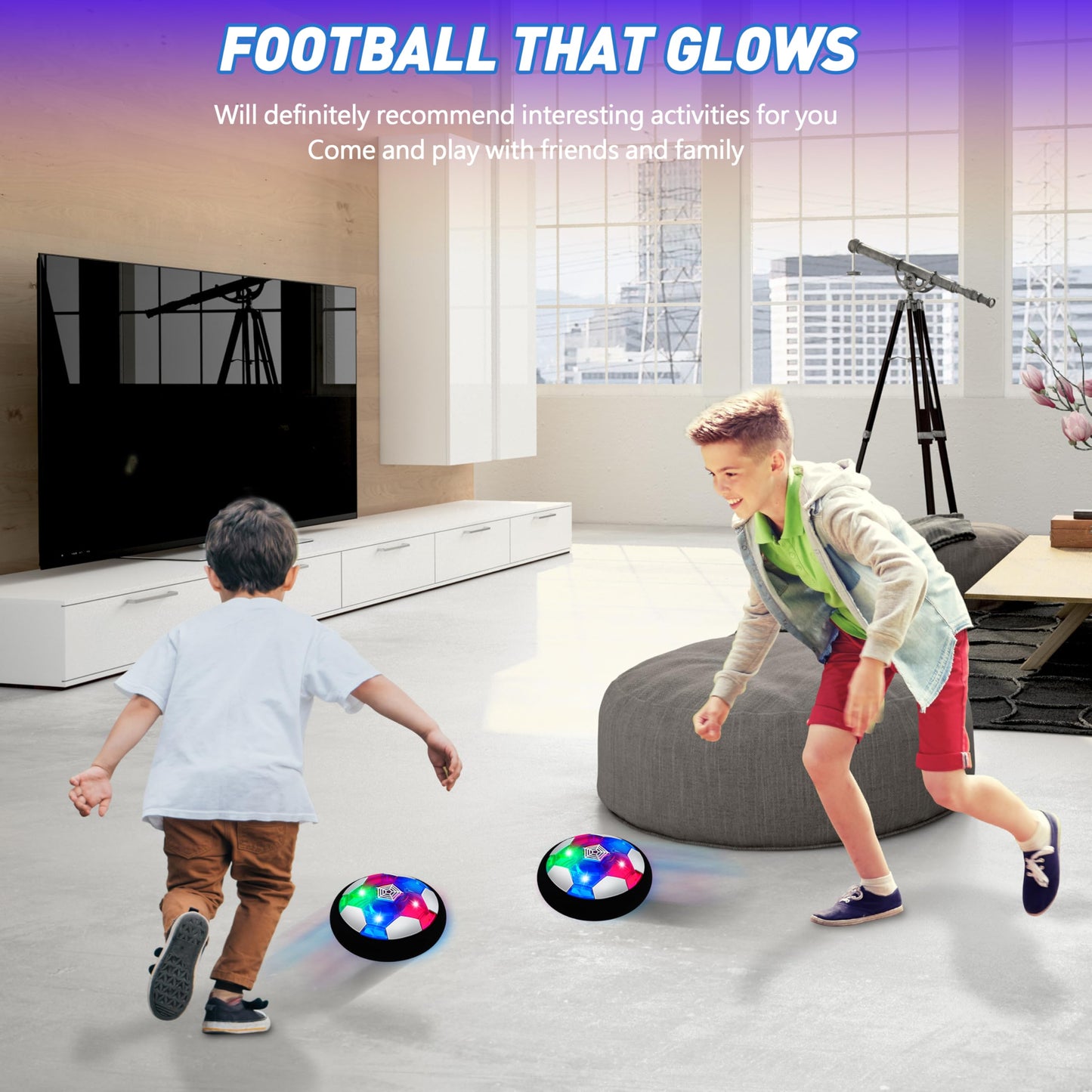 Toyk LED Hover Soccer Ball 2-Pack – Indoor/Outdoor Light-Up Training Ball for Kids Aged 3-10