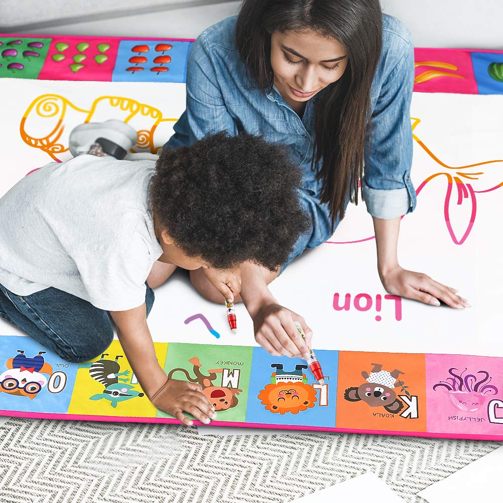 Toyk Water Doodle Mat – Pink Water Art Pad for Kids (Ages 3-12)