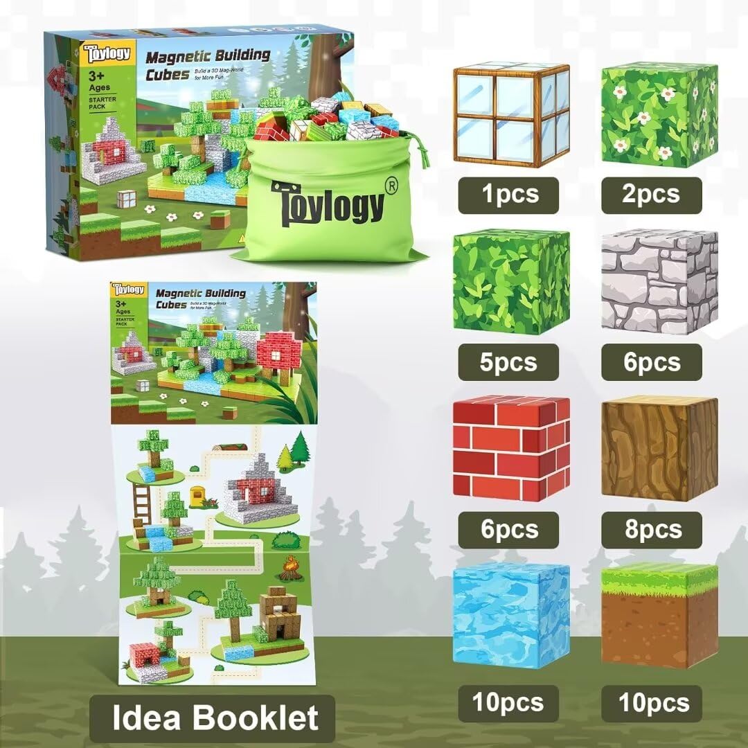 Toylogy Large Magnetic Blocks (1 inch) – STEM & Sensory Building Toys for Kids 3–8