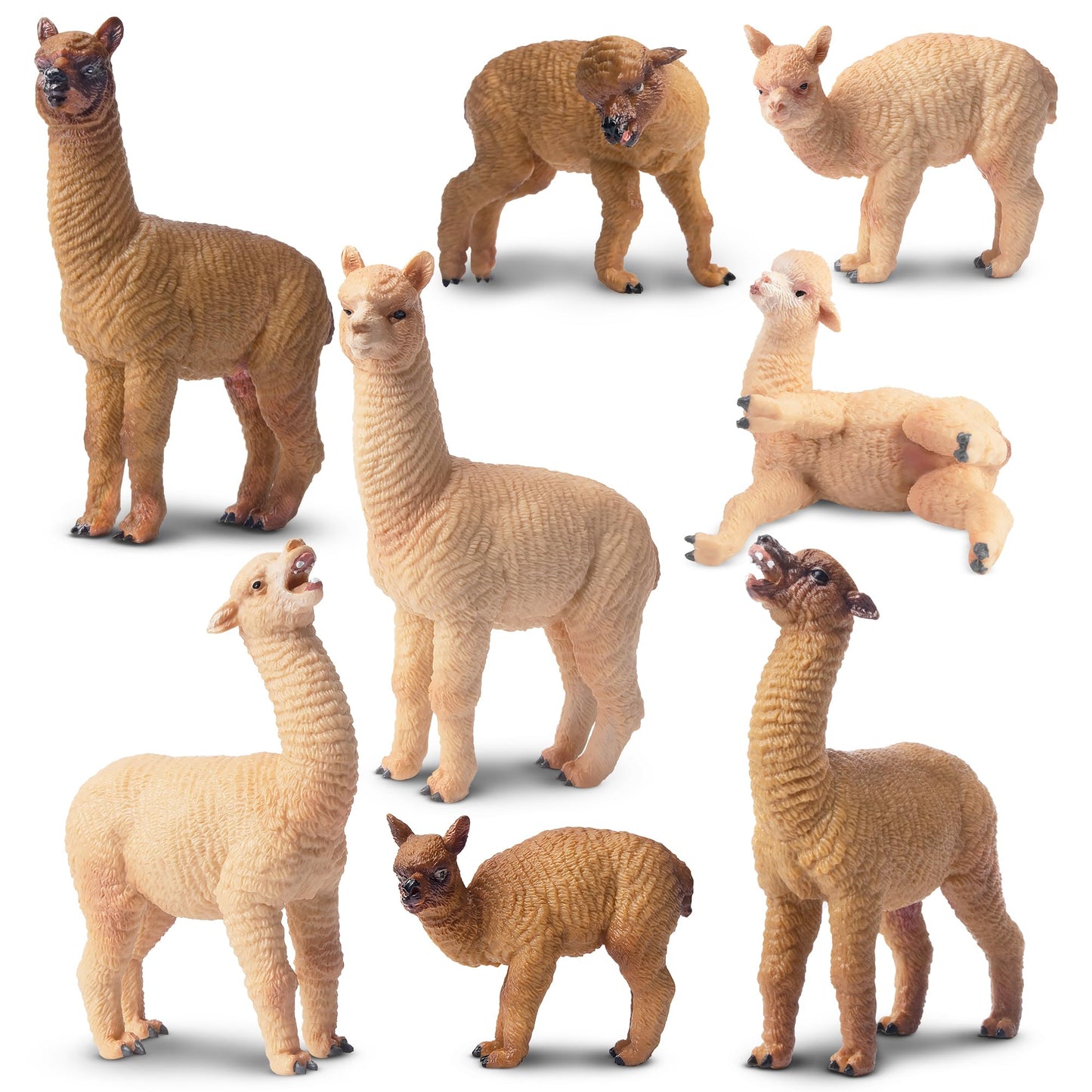 Toymany 8pcs Realistic Alpaca Figurines – Llama Figures for Kids