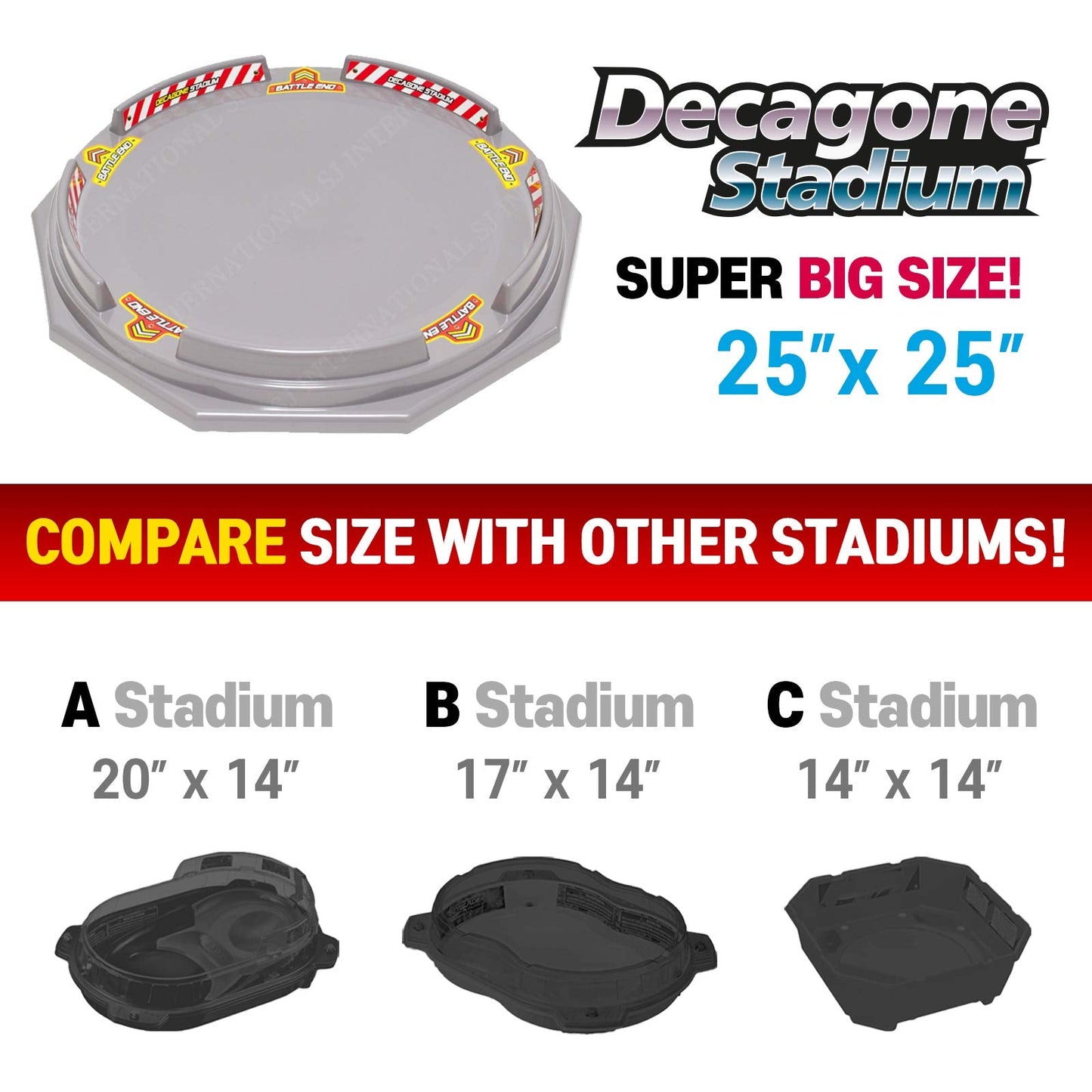 TOYMECA Decagon Battling Tops Stadium - Large 25-Inch Arena for 4-6 Players