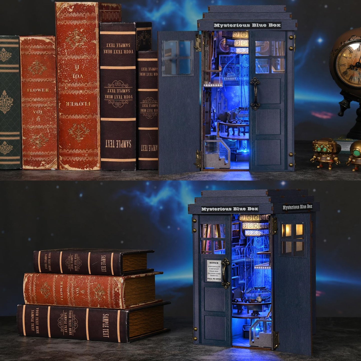 TOYQI Book Nook Kit – DIY Miniature Dollhouse, 3D Wood Puzzle & Bookend