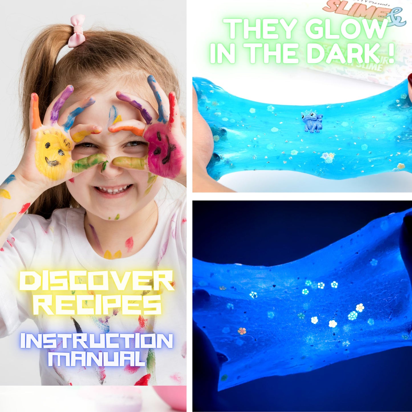 FINOCLAY Glow in the Dark Slime Kit – 2-Pack Dragon Theme by ToysButty | Premade Slime & Sensory Toys