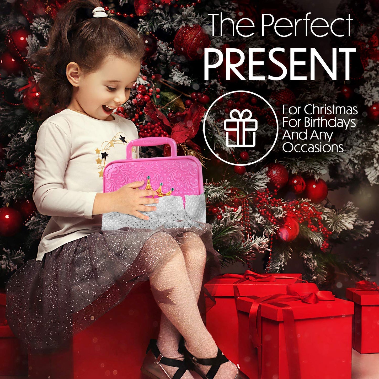 Toysical Princess Kids Makeup Kit for Girls – Non-Toxic, Washable Real Makeup with Remover | Pretend Play Gift for Ages 3–10