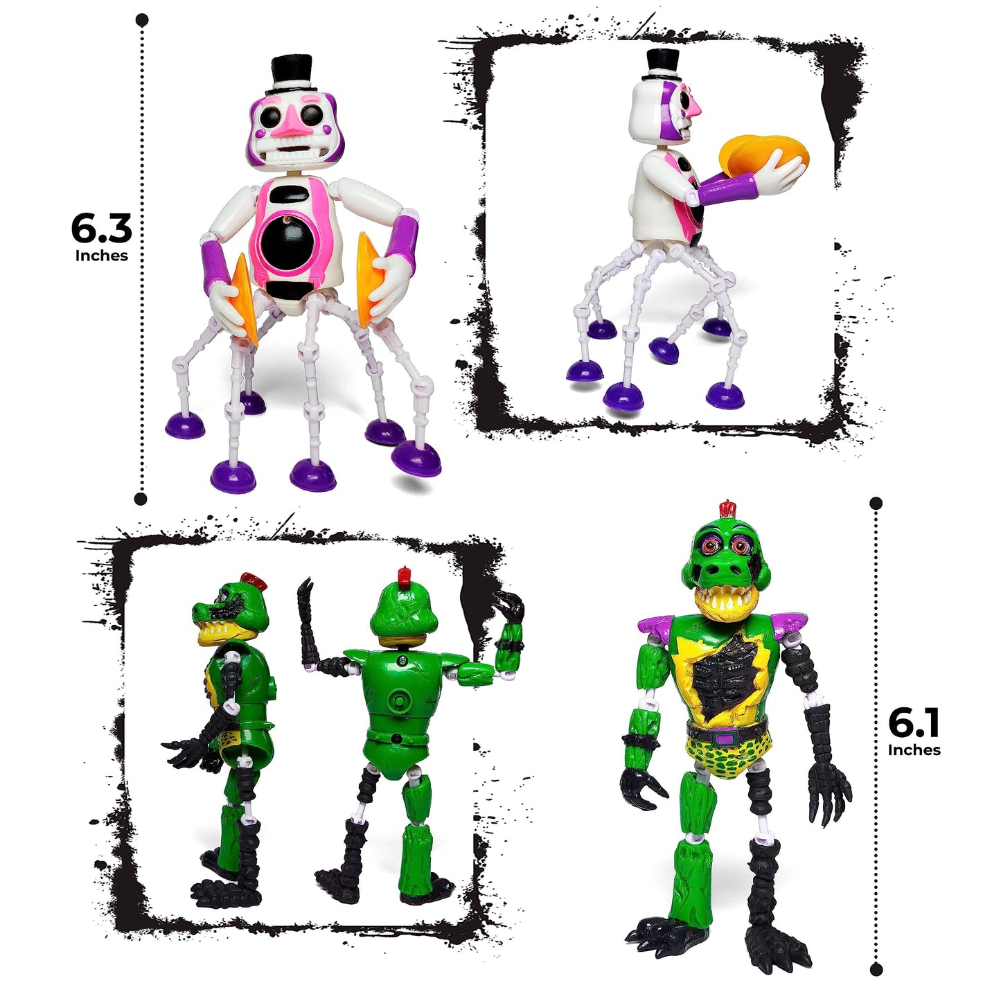 Toysvill 8-Piece FNAF Ultimate Custom Night Action Figure Set – Withered Bonnie, Orville Elephant, Mangle, Montgomery Gator, Happy Frog, Roxanne Wolf, Glamrock Chica, Music Man
