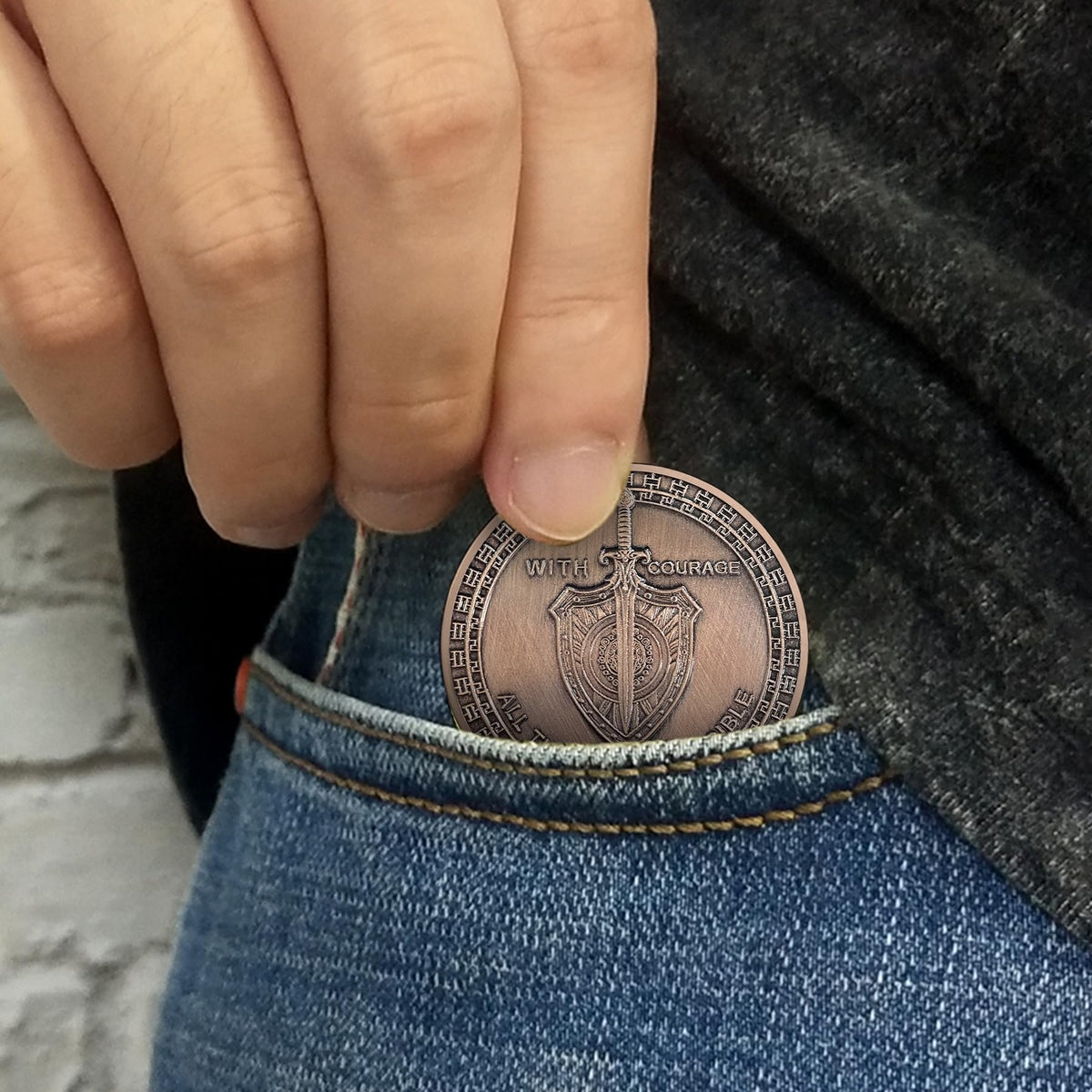TOYTOSMPL Lion Sword and Shield Challenge Coin – High-Relief Collectible Amulet
