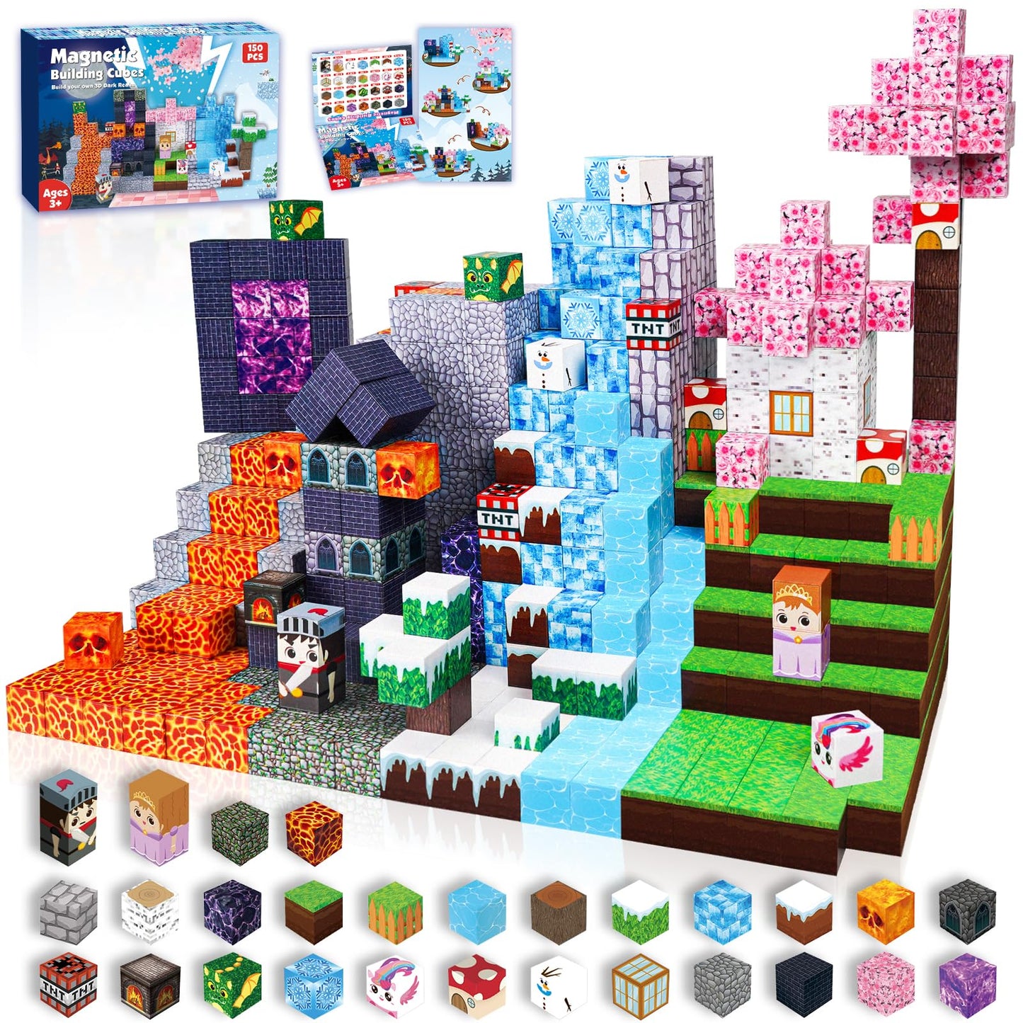 ToyUnited Magnetic Blocks 150PCS – STEM Building Cubes for Kids 4-8
